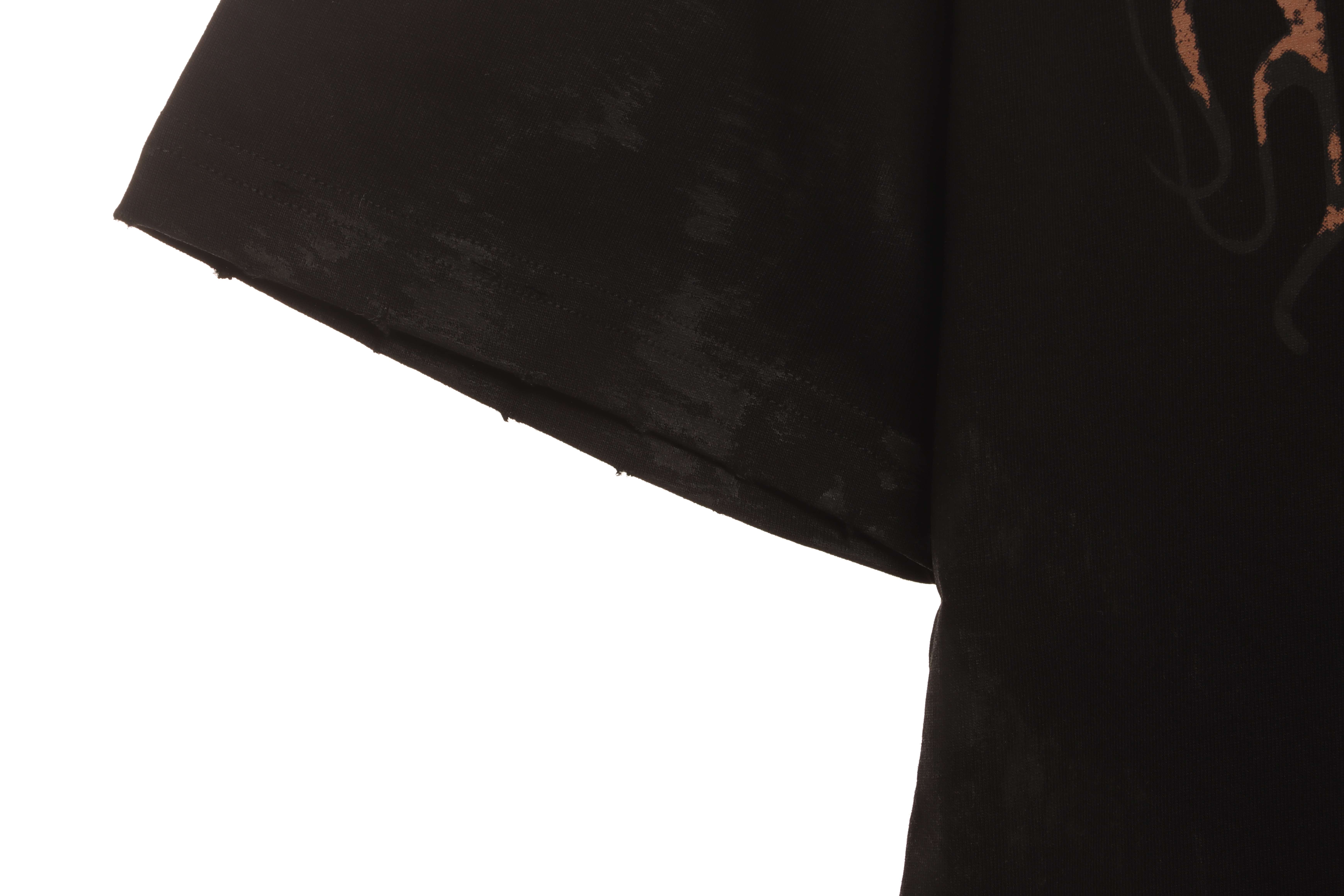 Balenciaga Distressed Mud-Dyed Sanskrit Print Short Sleeves Black