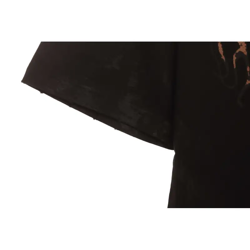 Balenciaga Distressed Mud-Dyed Sanskrit Print Short Sleeves Black