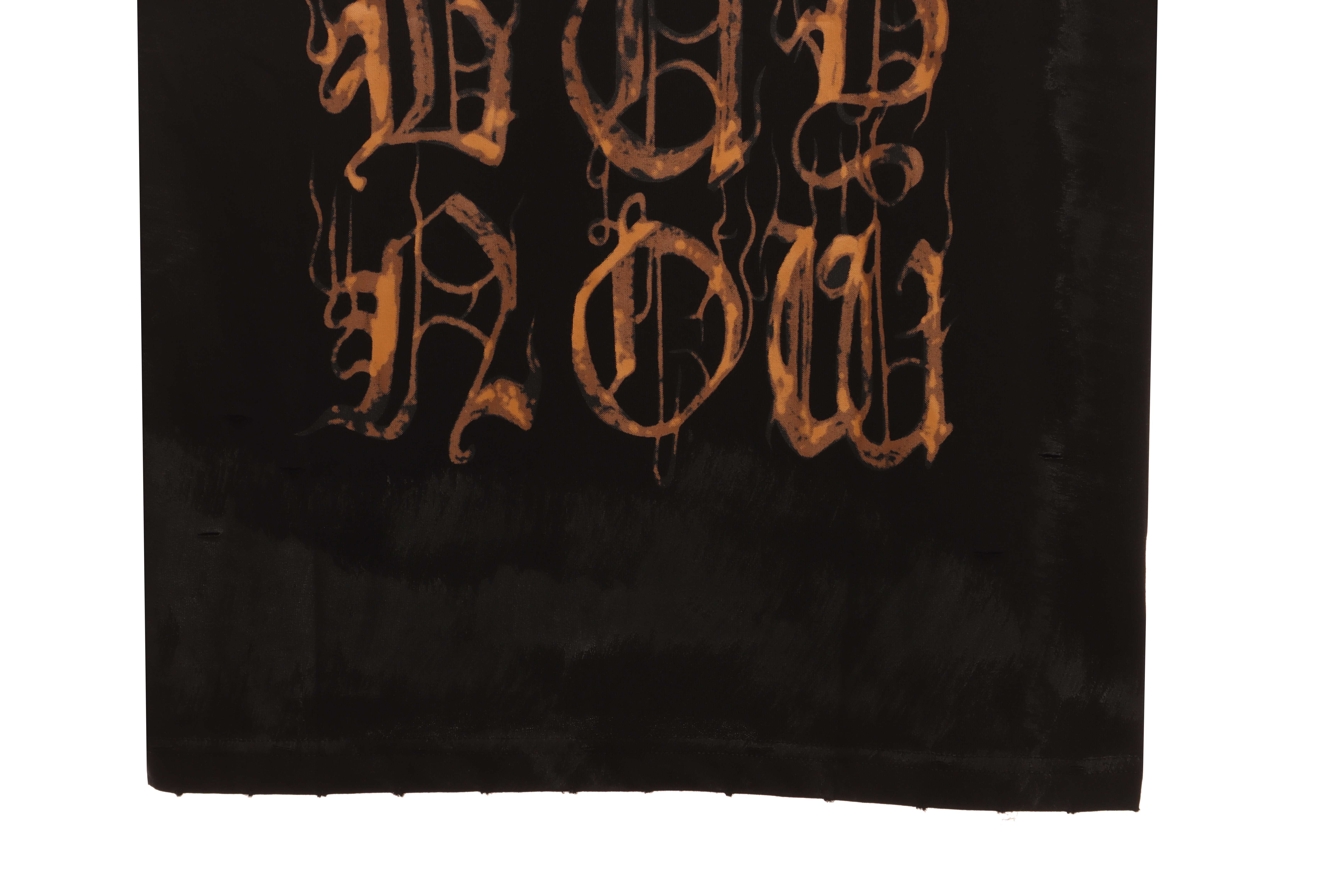 Balenciaga Distressed Mud-Dyed Sanskrit Print Short Sleeves Black