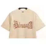 Balenciaga Distressed Mud-Dyed Sanskrit Print Short Sleeves White