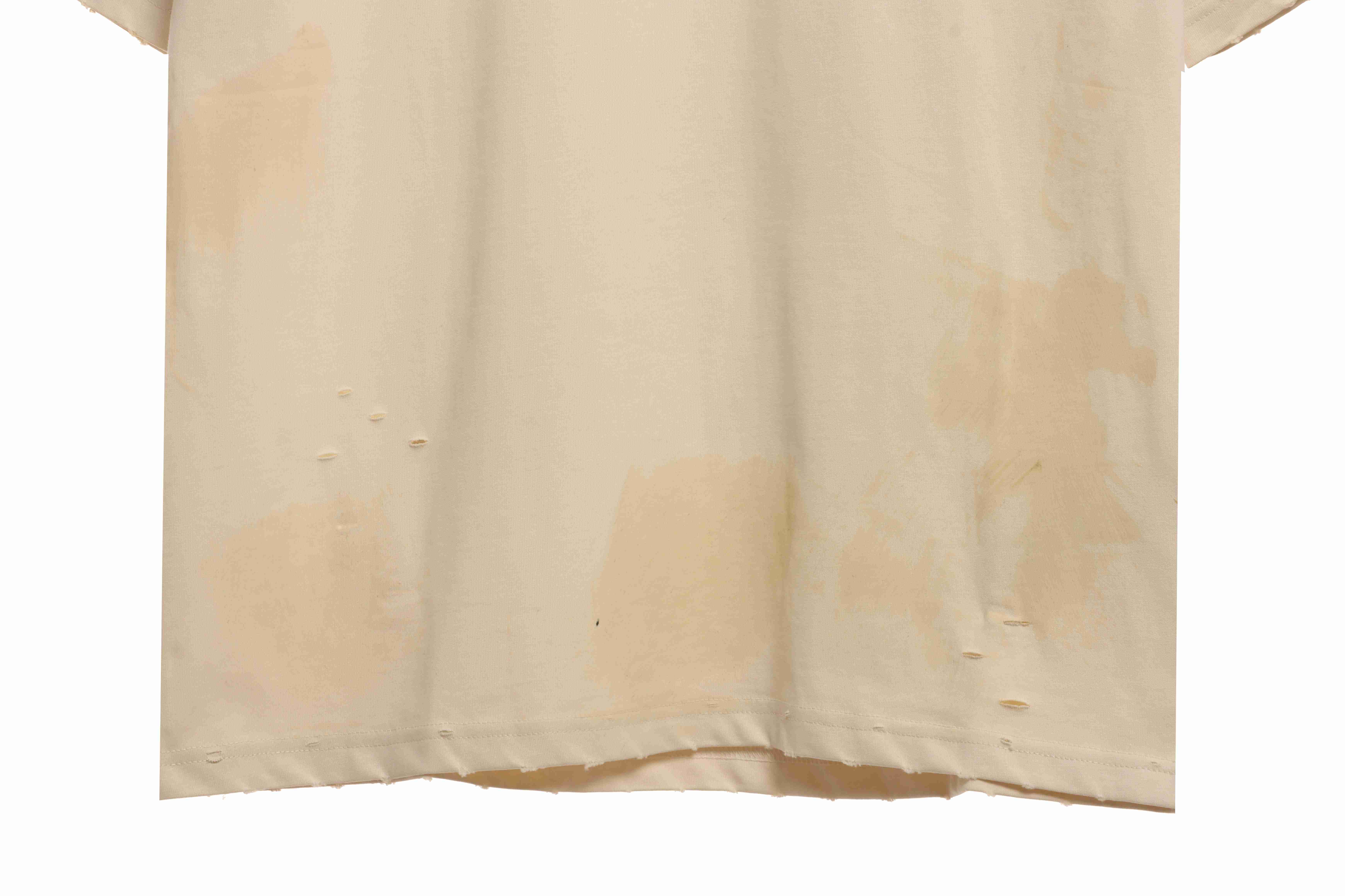 Balenciaga Distressed Mud-Dyed Sanskrit Print Short Sleeves White