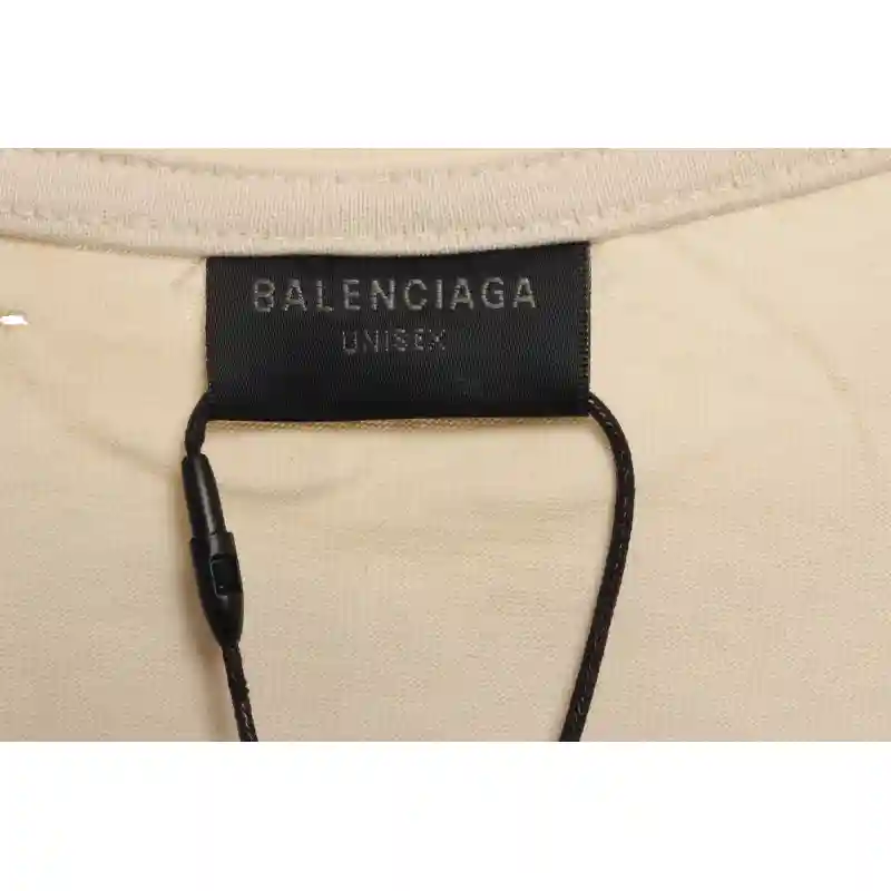Balenciaga Distressed Mud-Dyed Sanskrit Print Short Sleeves White