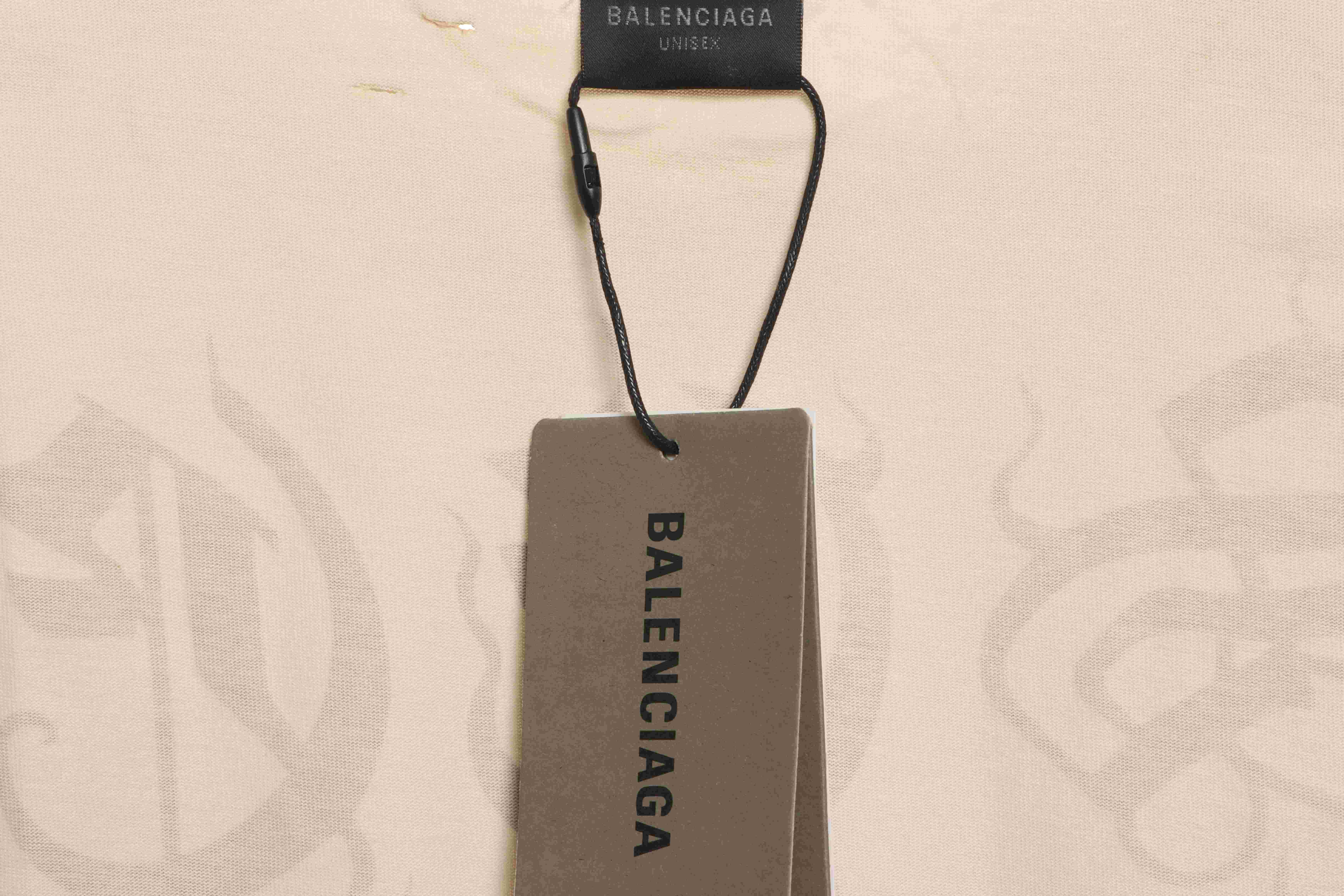 Balenciaga Distressed Mud-Dyed Sanskrit Print Short Sleeves White