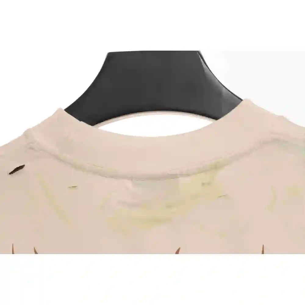 Balenciaga Distressed Mud-Dyed Sanskrit Print Short Sleeves White
