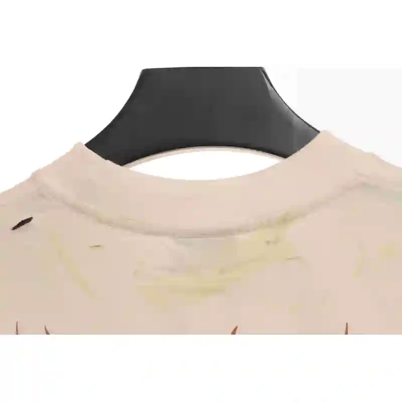 Balenciaga Distressed Mud-Dyed Sanskrit Print Short Sleeves White