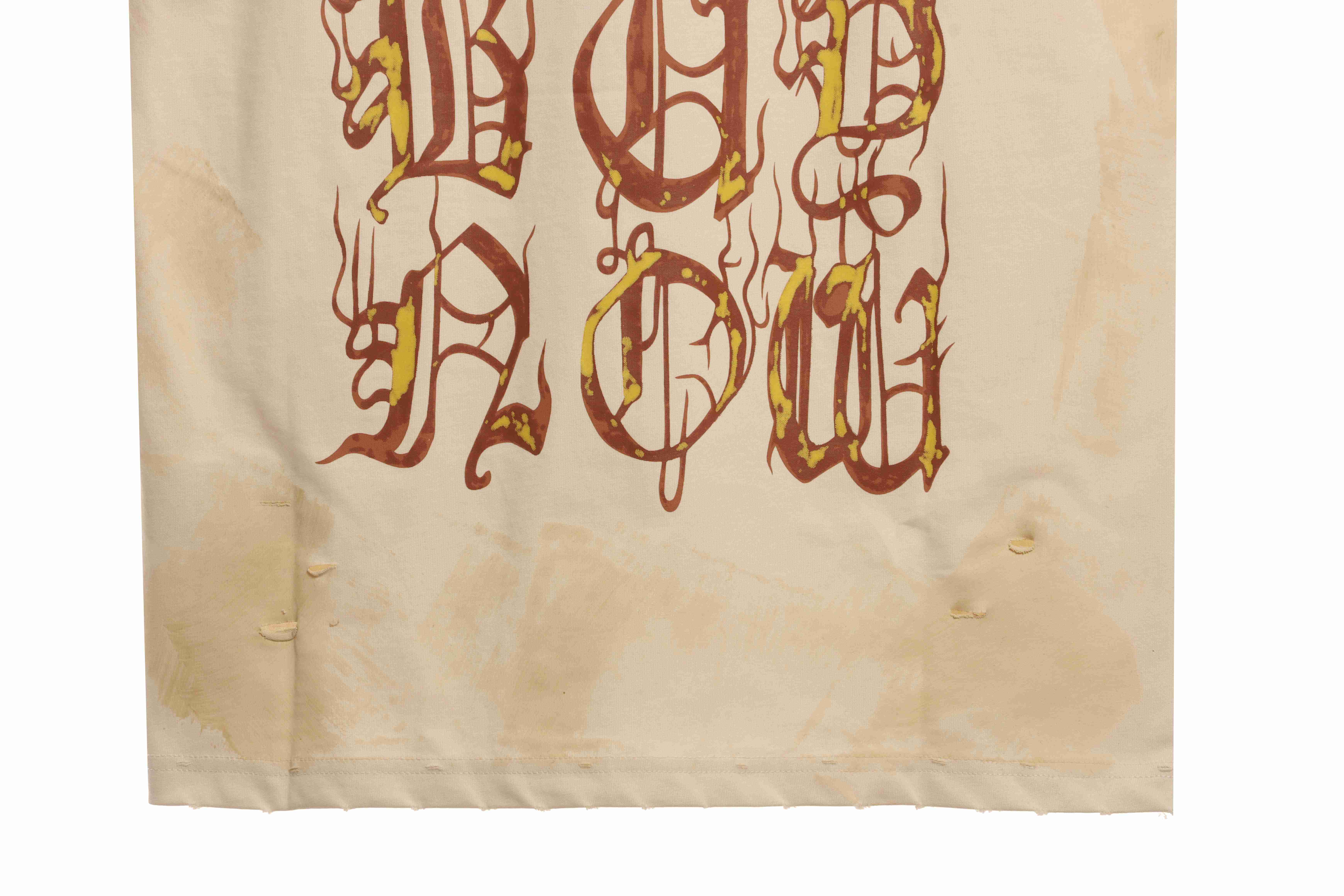 Balenciaga Distressed Mud-Dyed Sanskrit Print Short Sleeves White