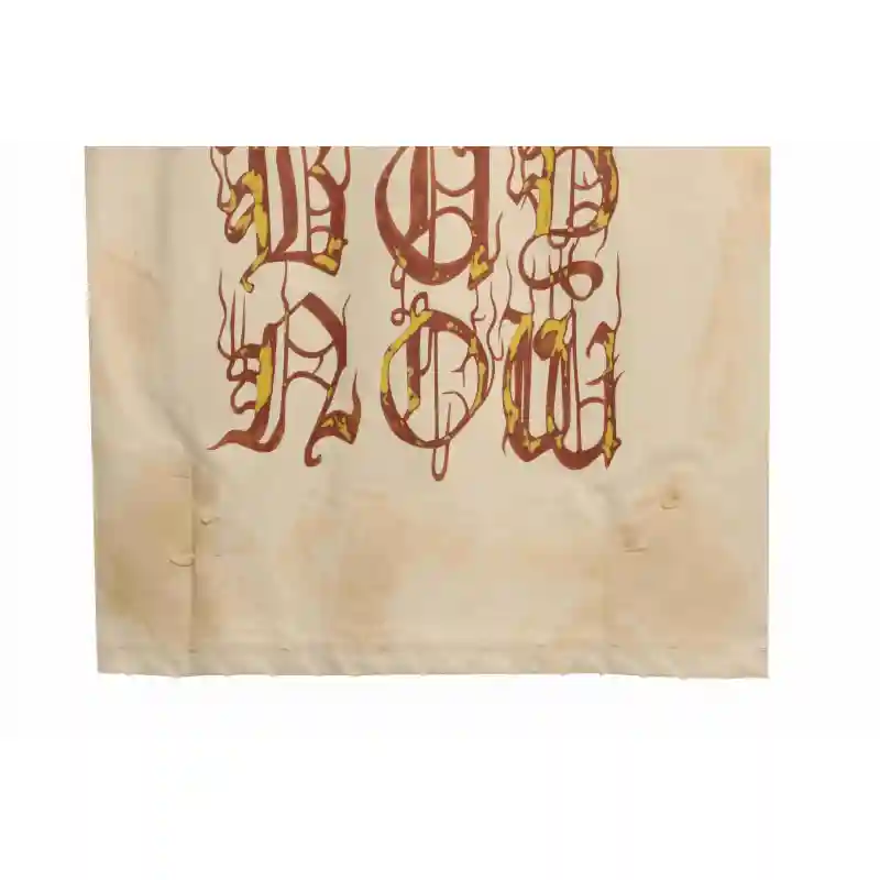 Balenciaga Distressed Mud-Dyed Sanskrit Print Short Sleeves White