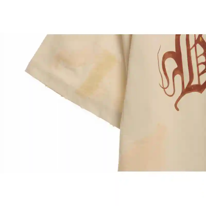 Balenciaga Distressed Mud-Dyed Sanskrit Print Short Sleeves White