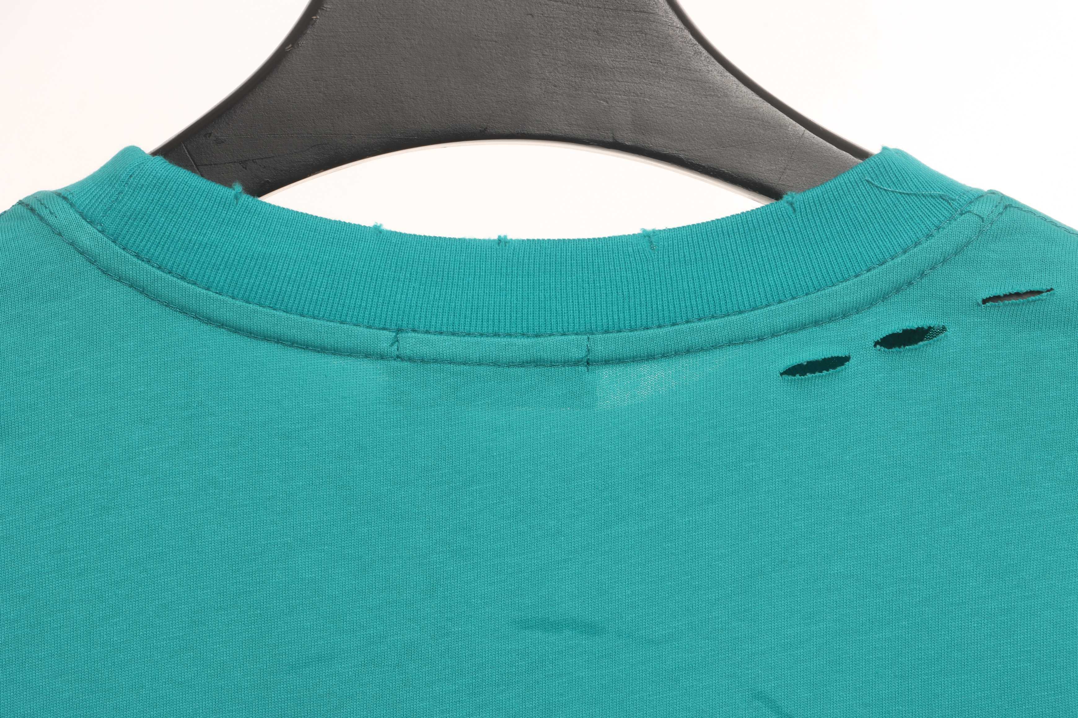 Balenciaga Distressed Short Sleeves Lake Blue