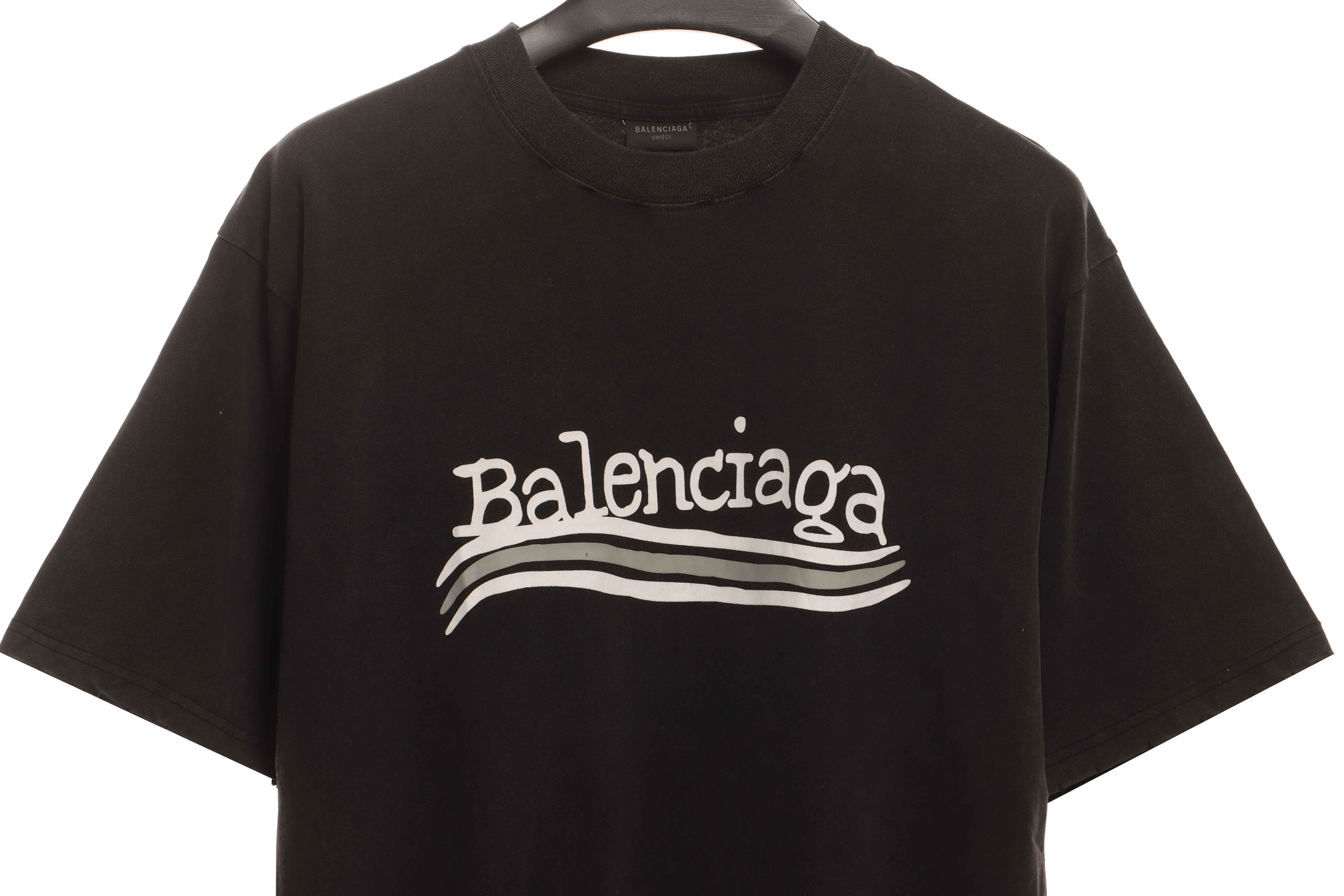 Balenciaga Distressed Washed And Damaged Coke Short Sleeves Distressed Gray