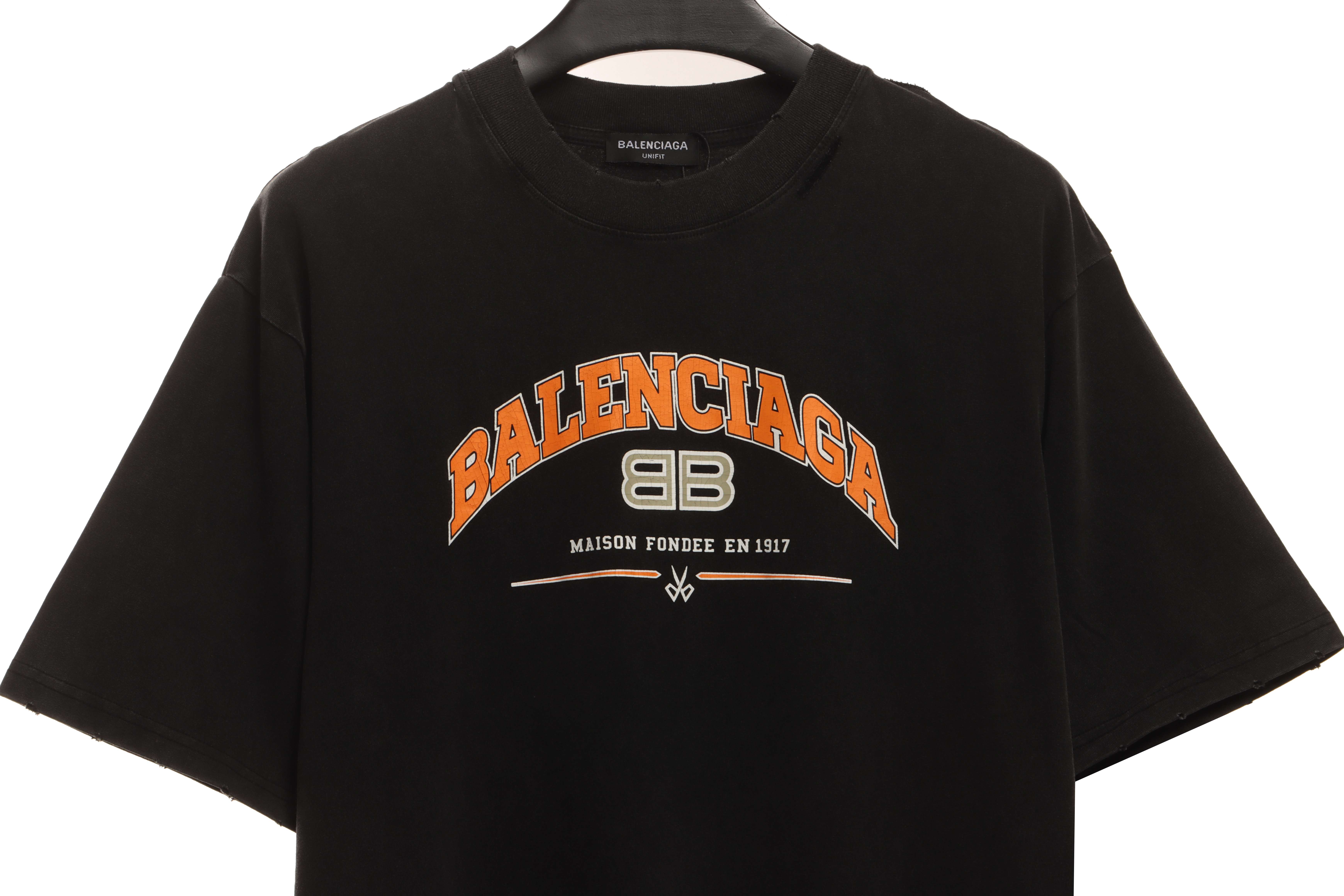 Balenciaga Distressed Washed Double B Short Sleeves