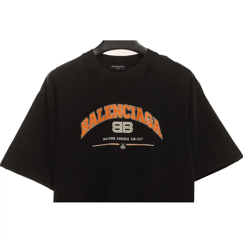 Balenciaga Distressed Washed Double B Short Sleeves