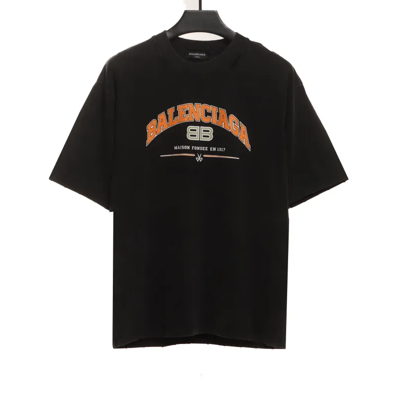 Balenciaga Distressed Washed Double B Short Sleeves