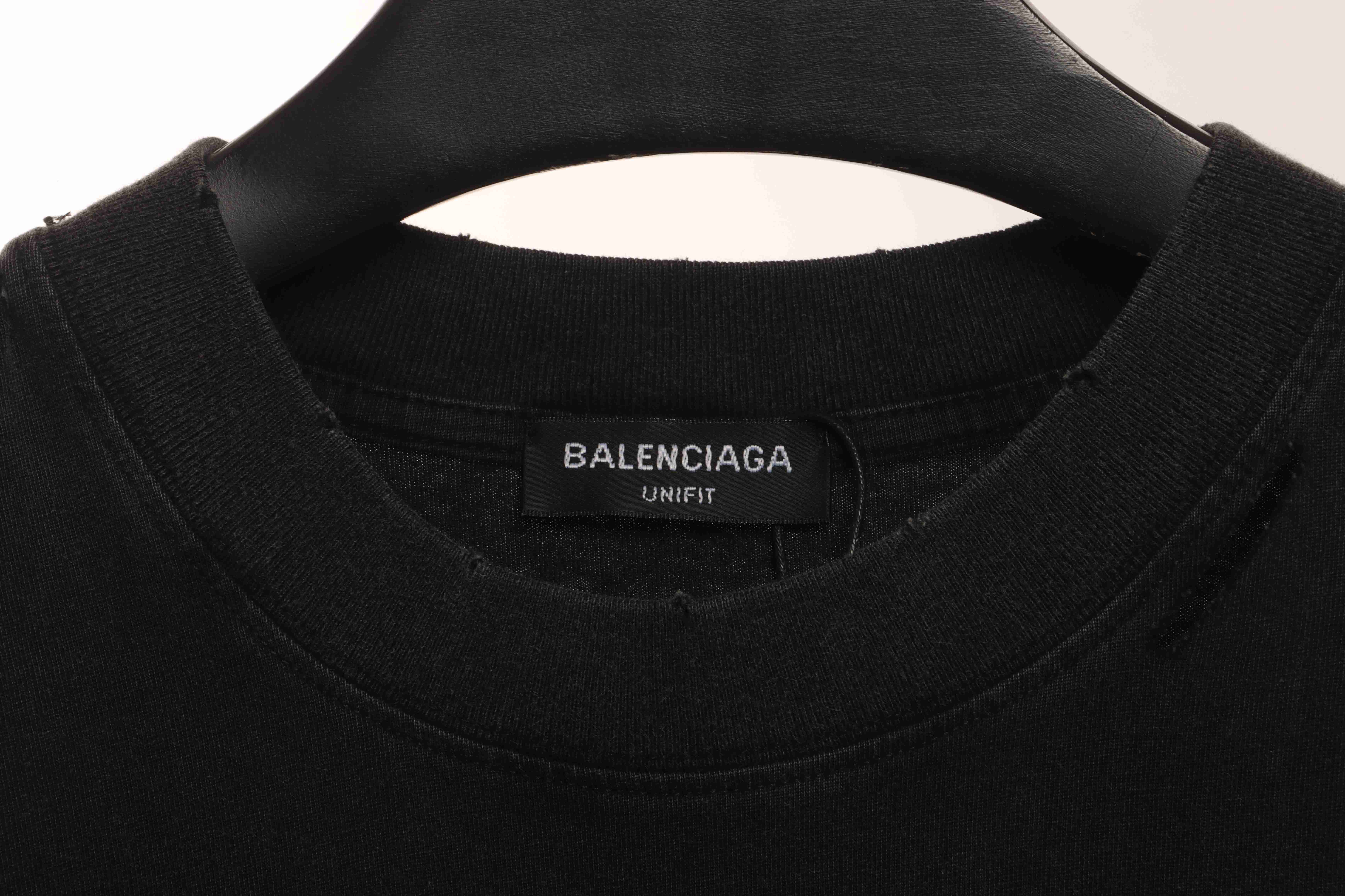 Balenciaga Distressed Washed Double B Short Sleeves