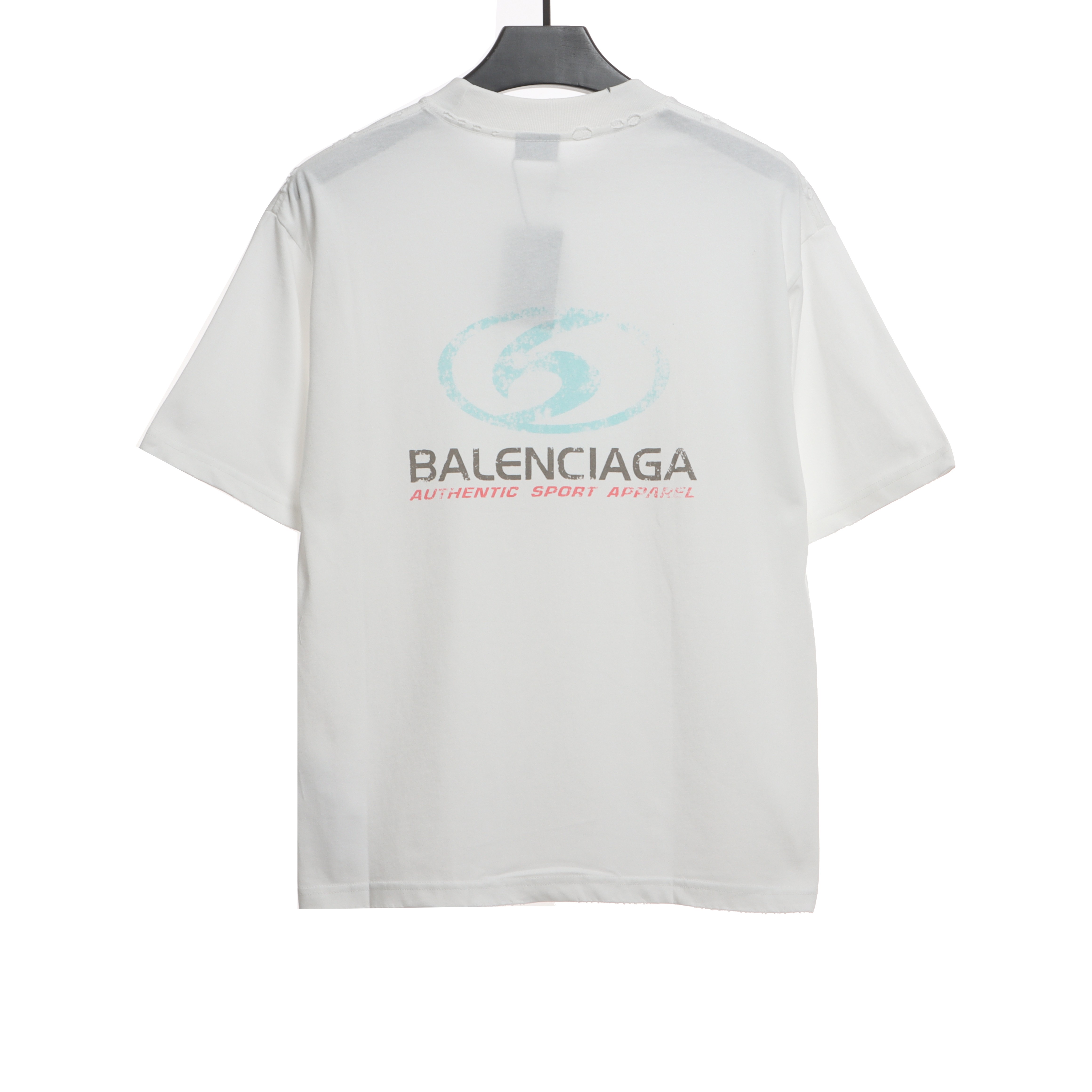 Balenciaga Distressed Washed Front And Back Surf Print Short Sleeves