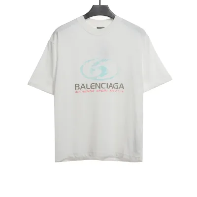 Balenciaga Distressed Washed Front And Back Surf Print Short Sleeves 01