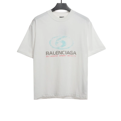 Balenciaga Distressed Washed Front And Back Surf Print Short Sleeves 01