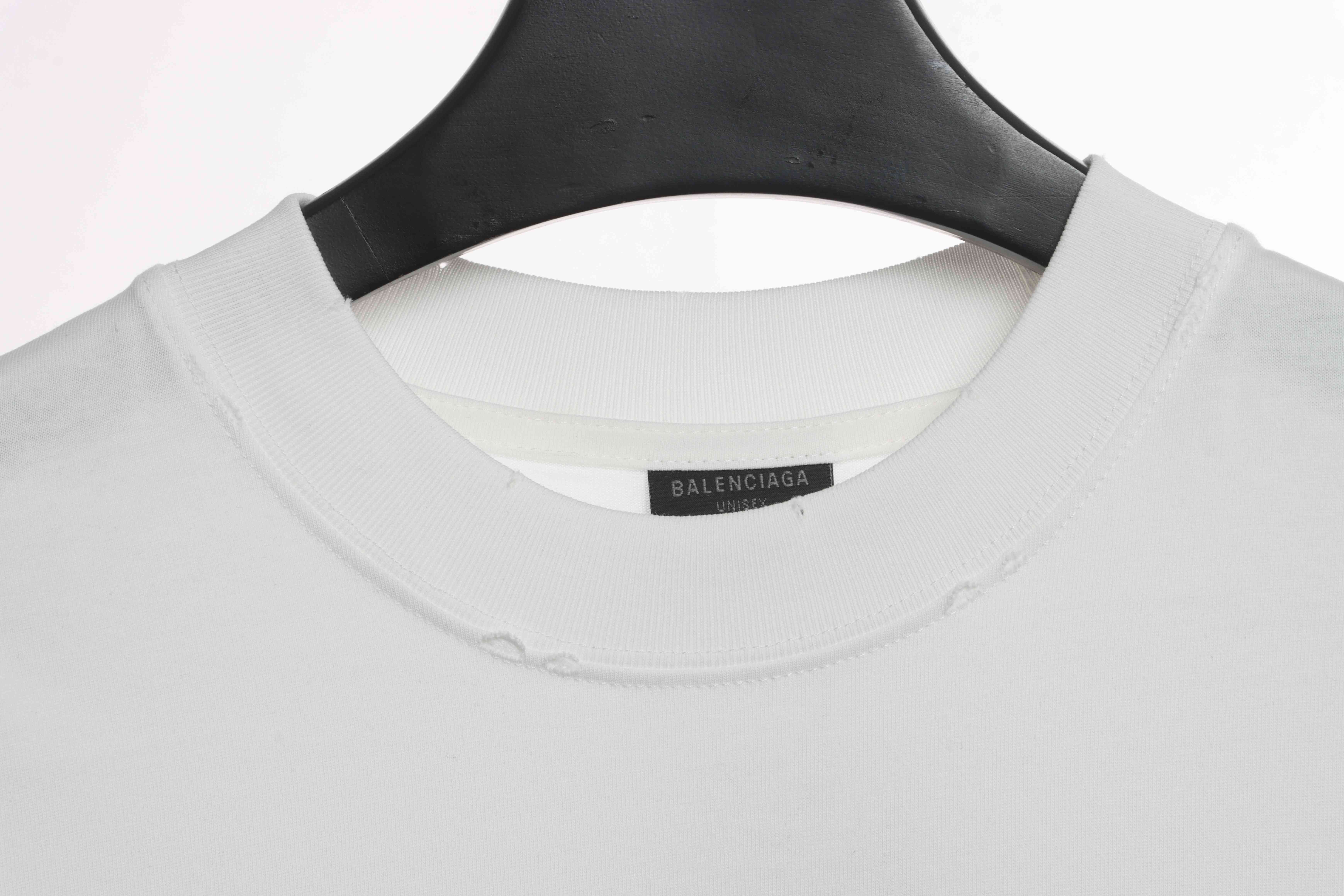 Balenciaga Distressed Washed Front And Back Surf Print Short Sleeves