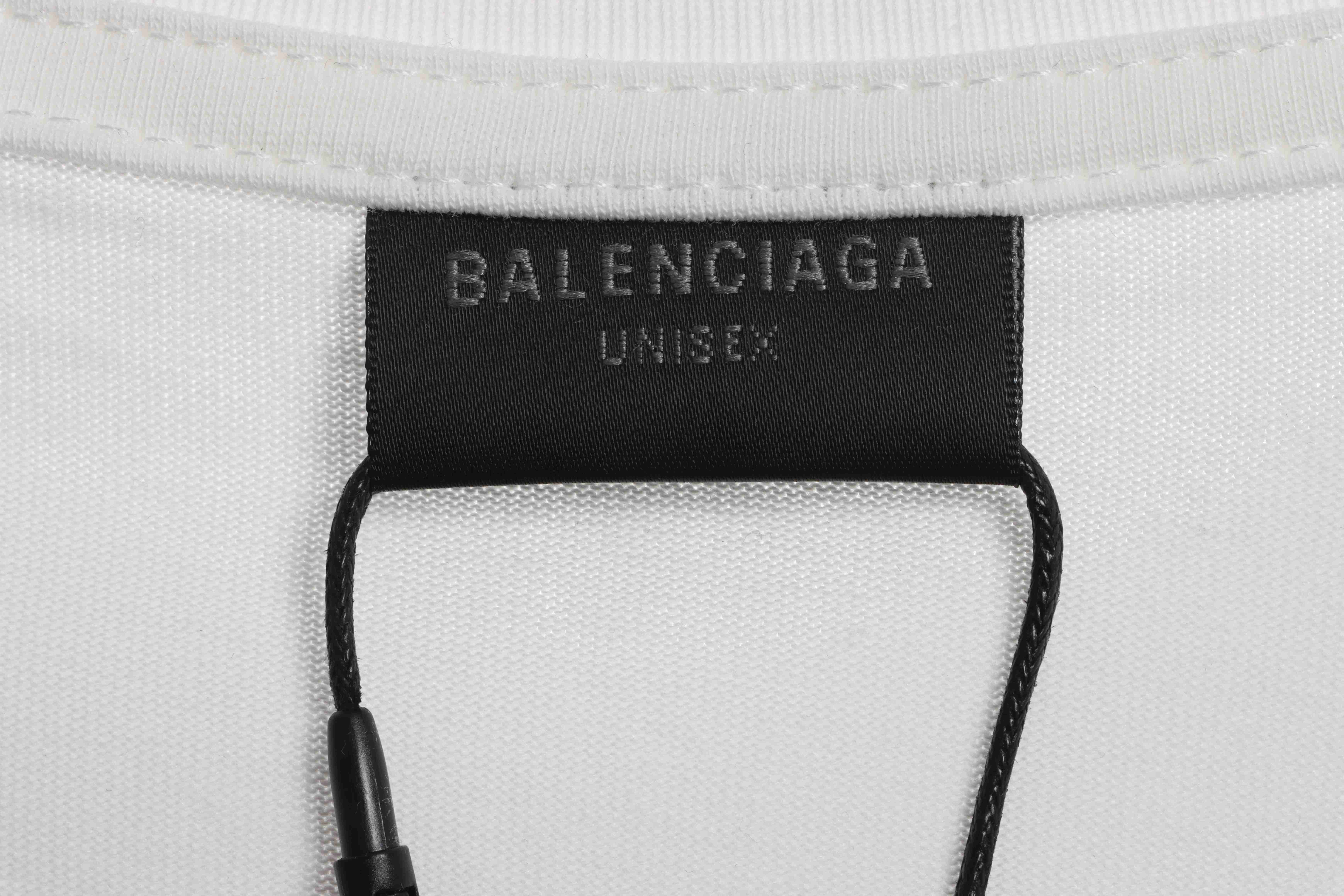Balenciaga Distressed Washed Front And Back Surf Print Short Sleeves