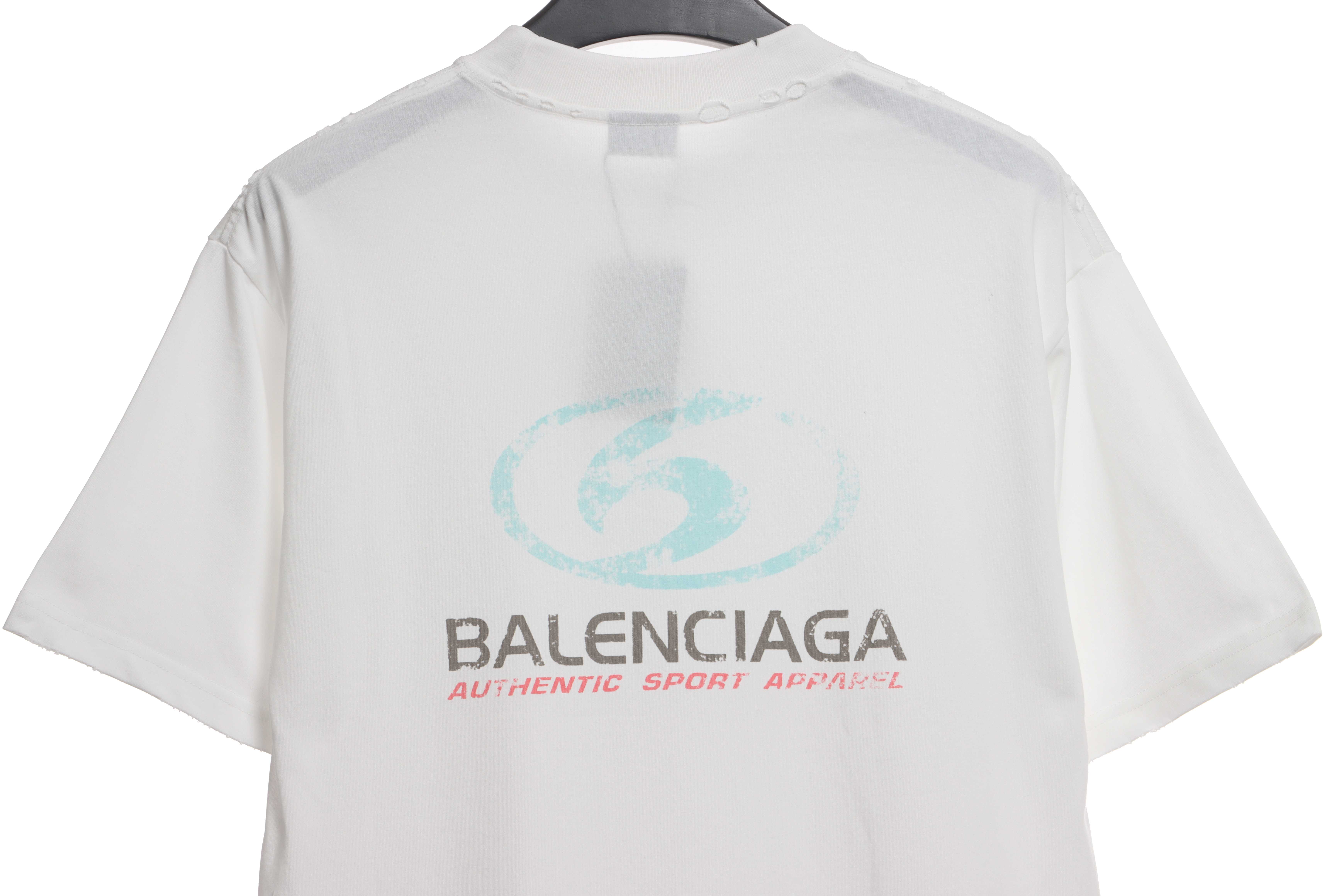 Balenciaga Distressed Washed Front And Back Surf Print Short Sleeves