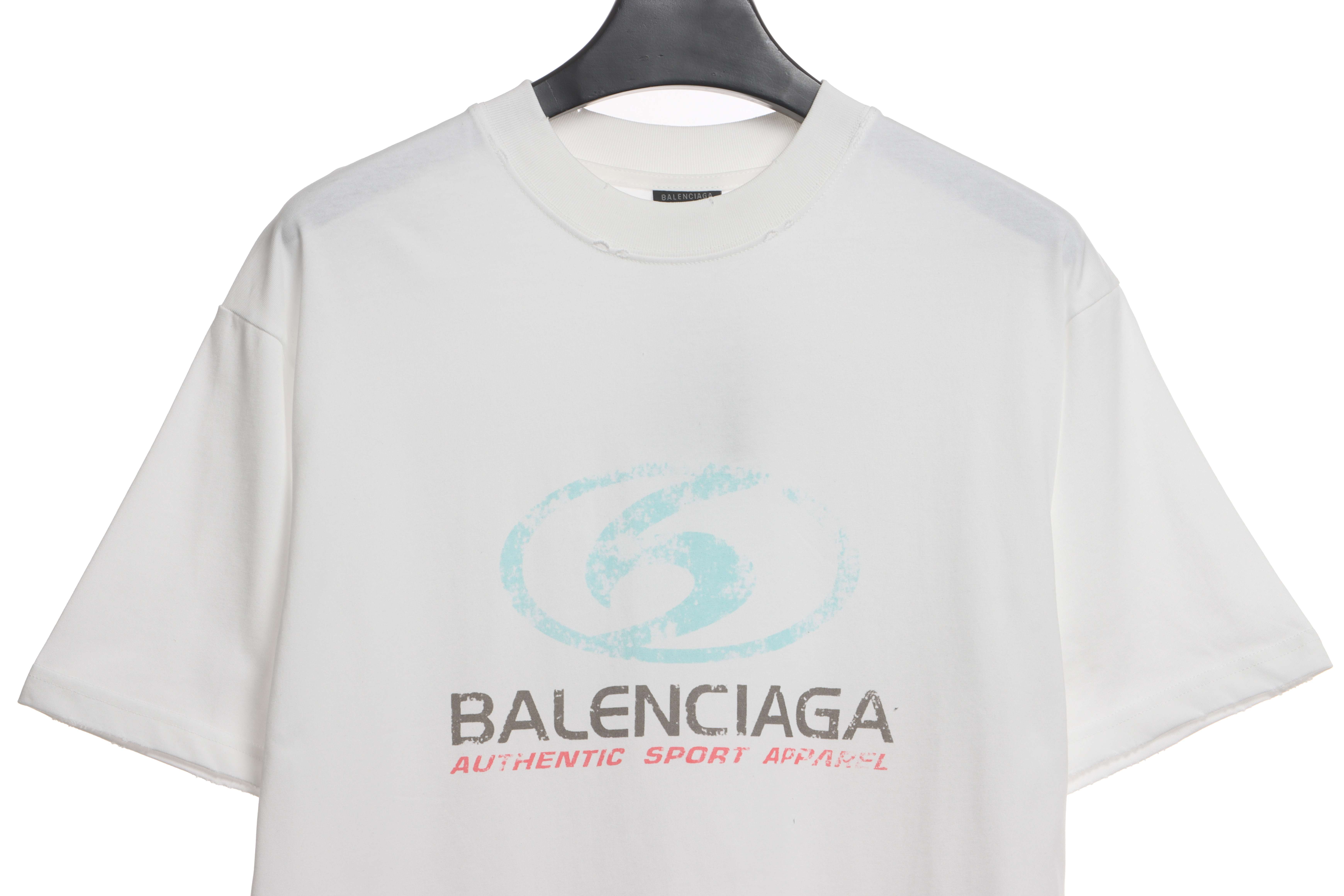 Balenciaga Distressed Washed Front And Back Surf Print Short Sleeves