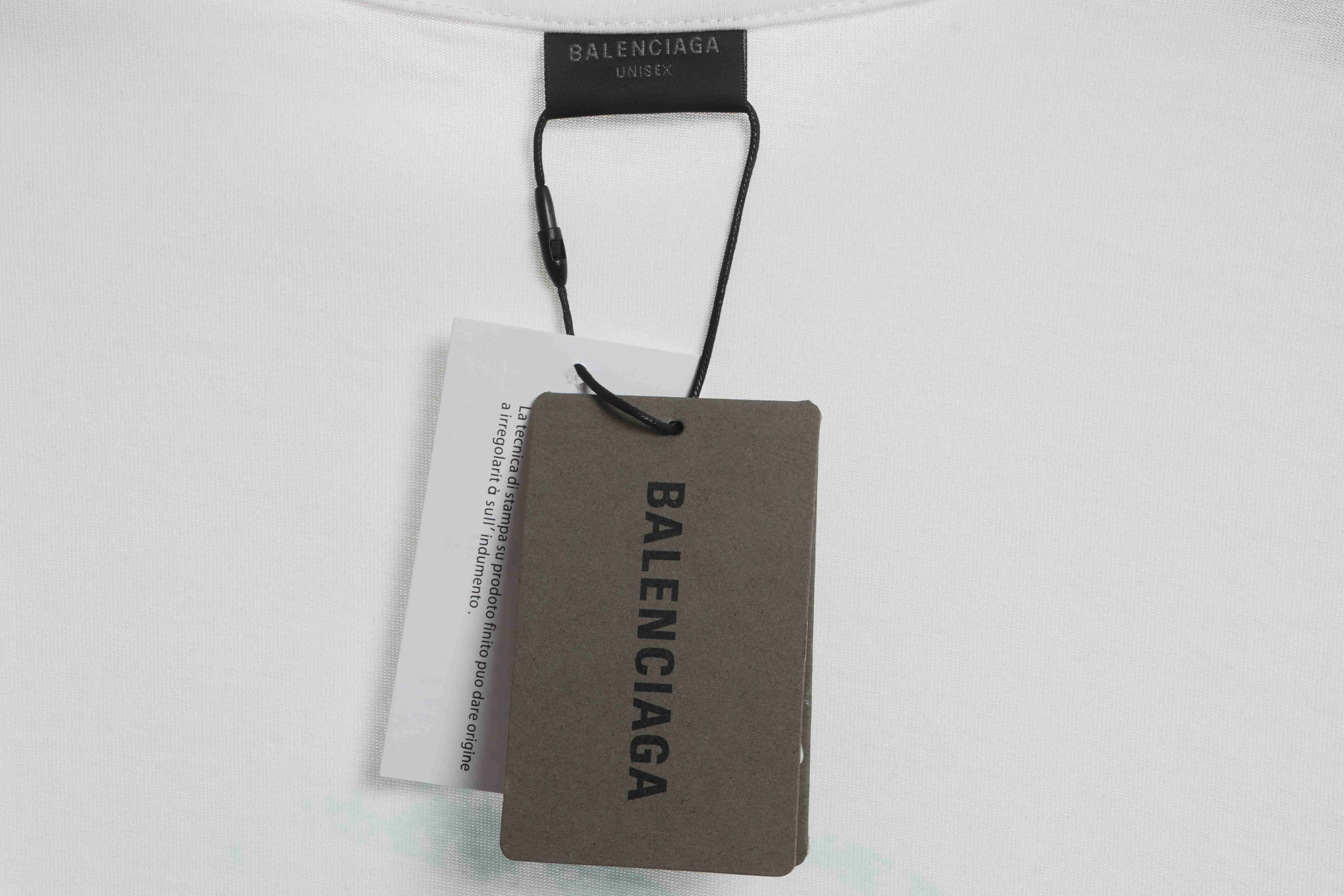 Balenciaga Distressed Washed Front And Back Surf Print Short Sleeves