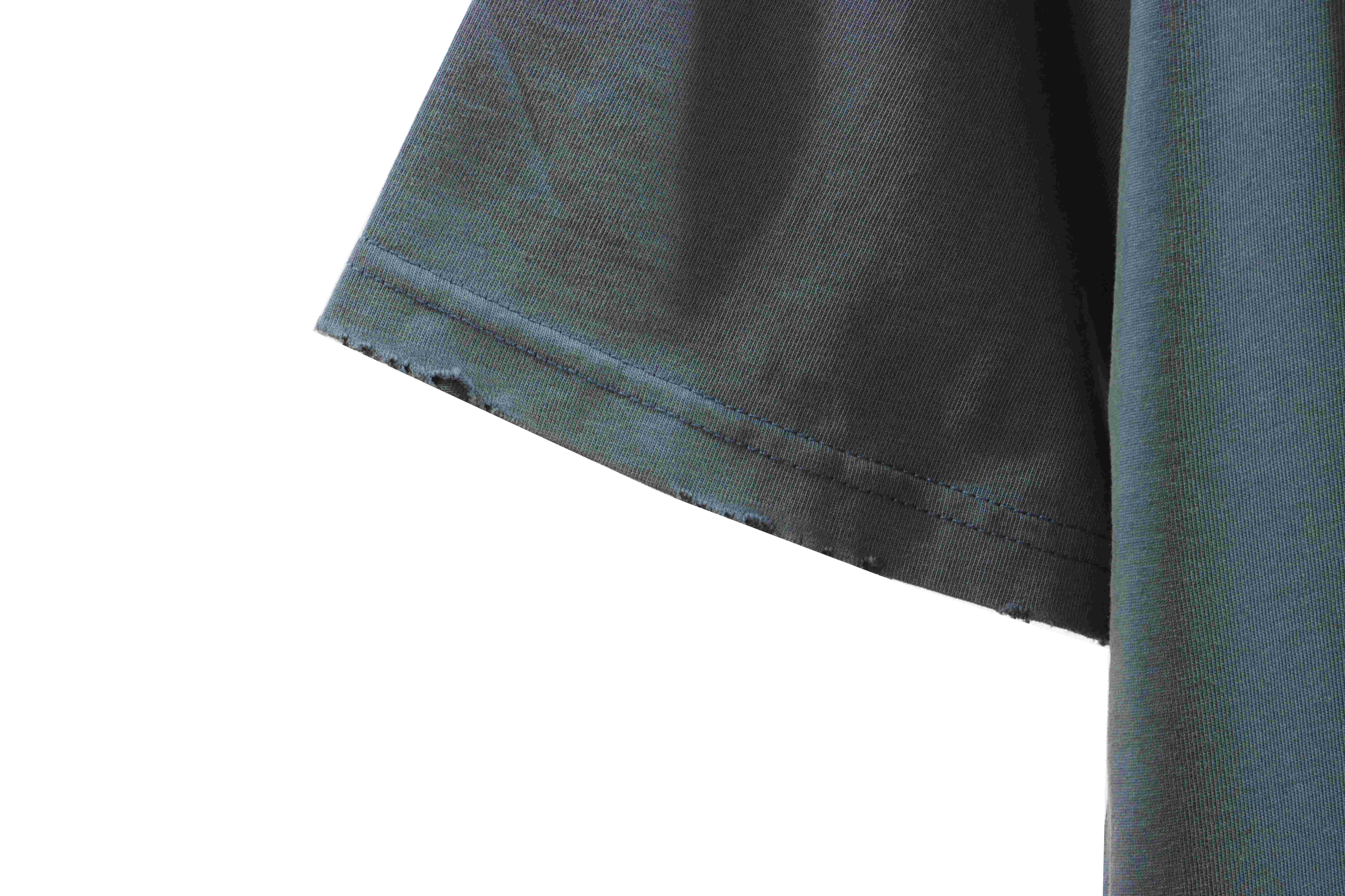 Balenciaga Distressed Washed Sunset Tower Short Sleeves Blue