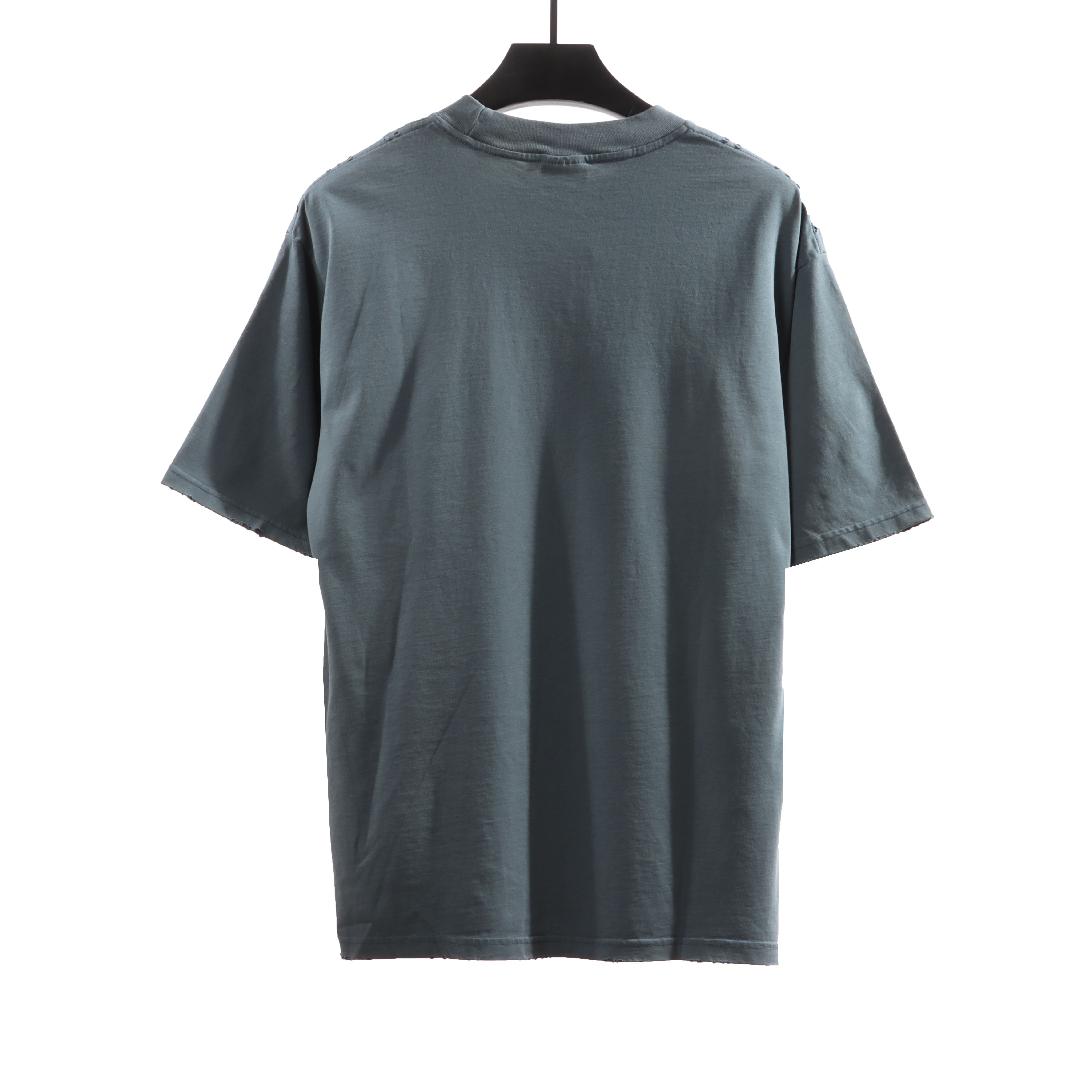 Balenciaga Distressed Washed Sunset Tower Short Sleeves Blue