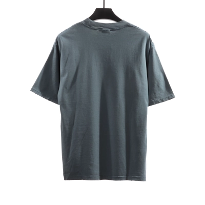 Balenciaga Distressed Washed Sunset Tower Short Sleeves Blue 02