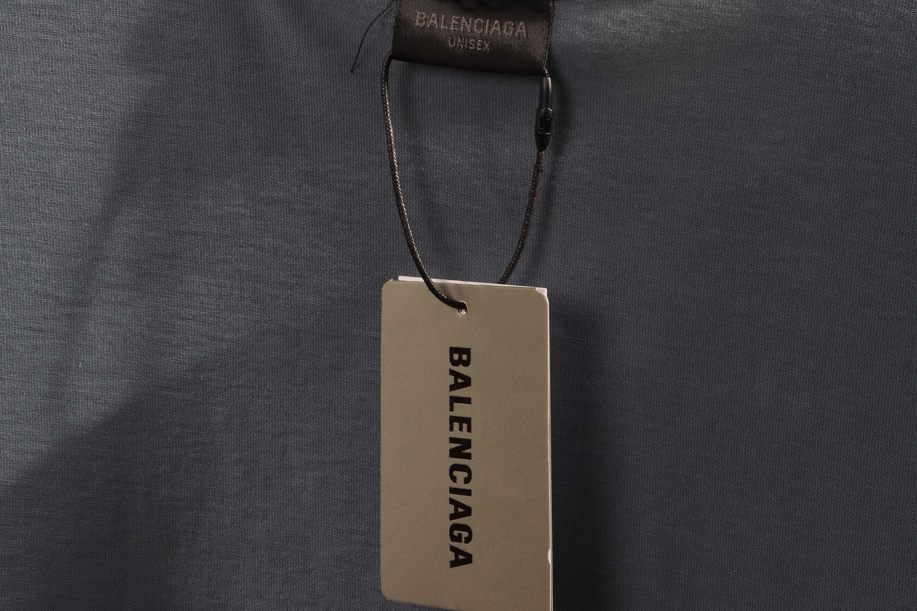 Balenciaga Distressed Washed Sunset Tower Short Sleeves Blue