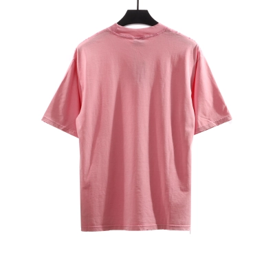 Balenciaga Distressed Washed Sunset Tower Short Sleeves Pink 02