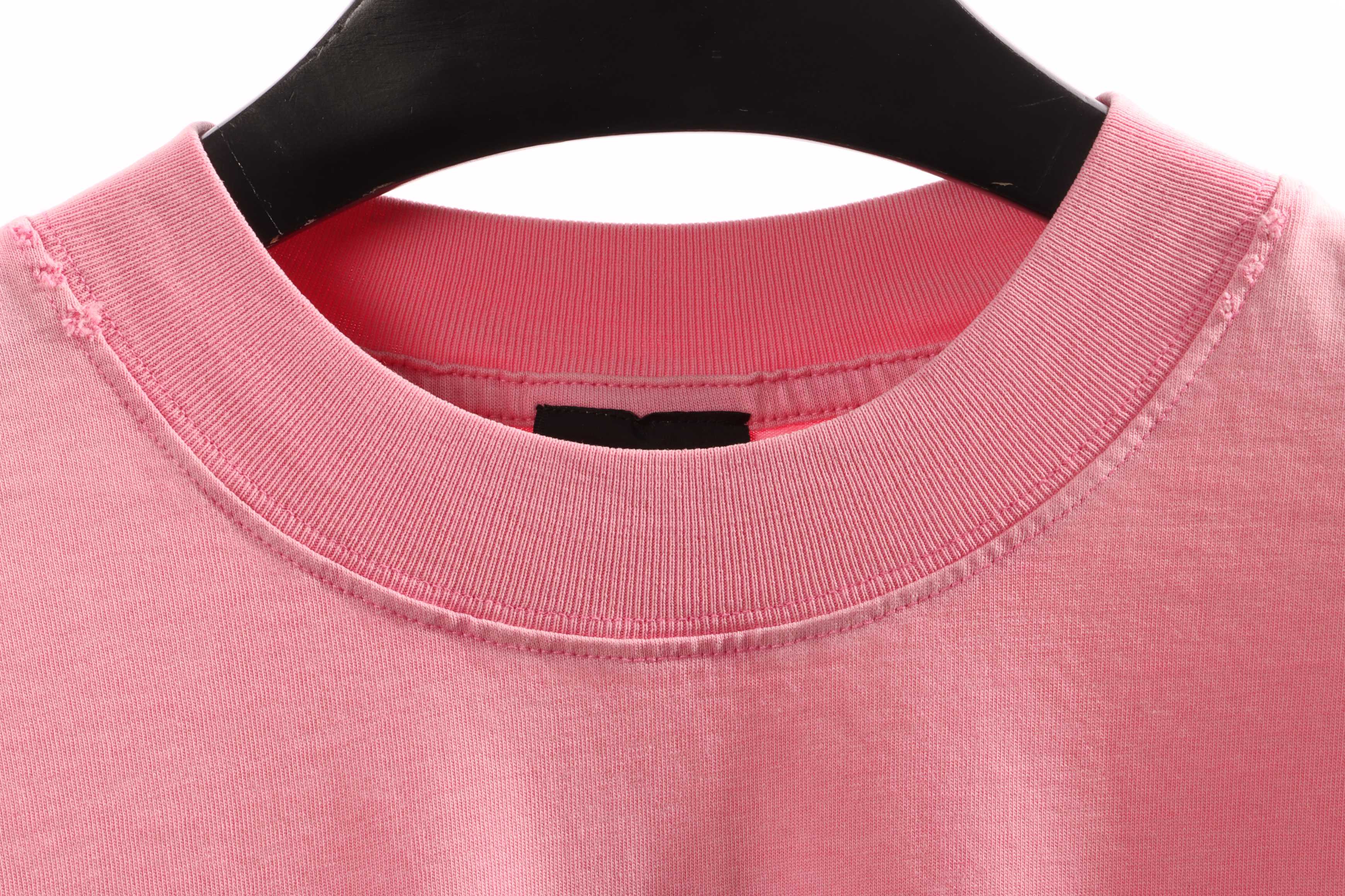 Balenciaga Distressed Washed Sunset Tower Short Sleeves Pink