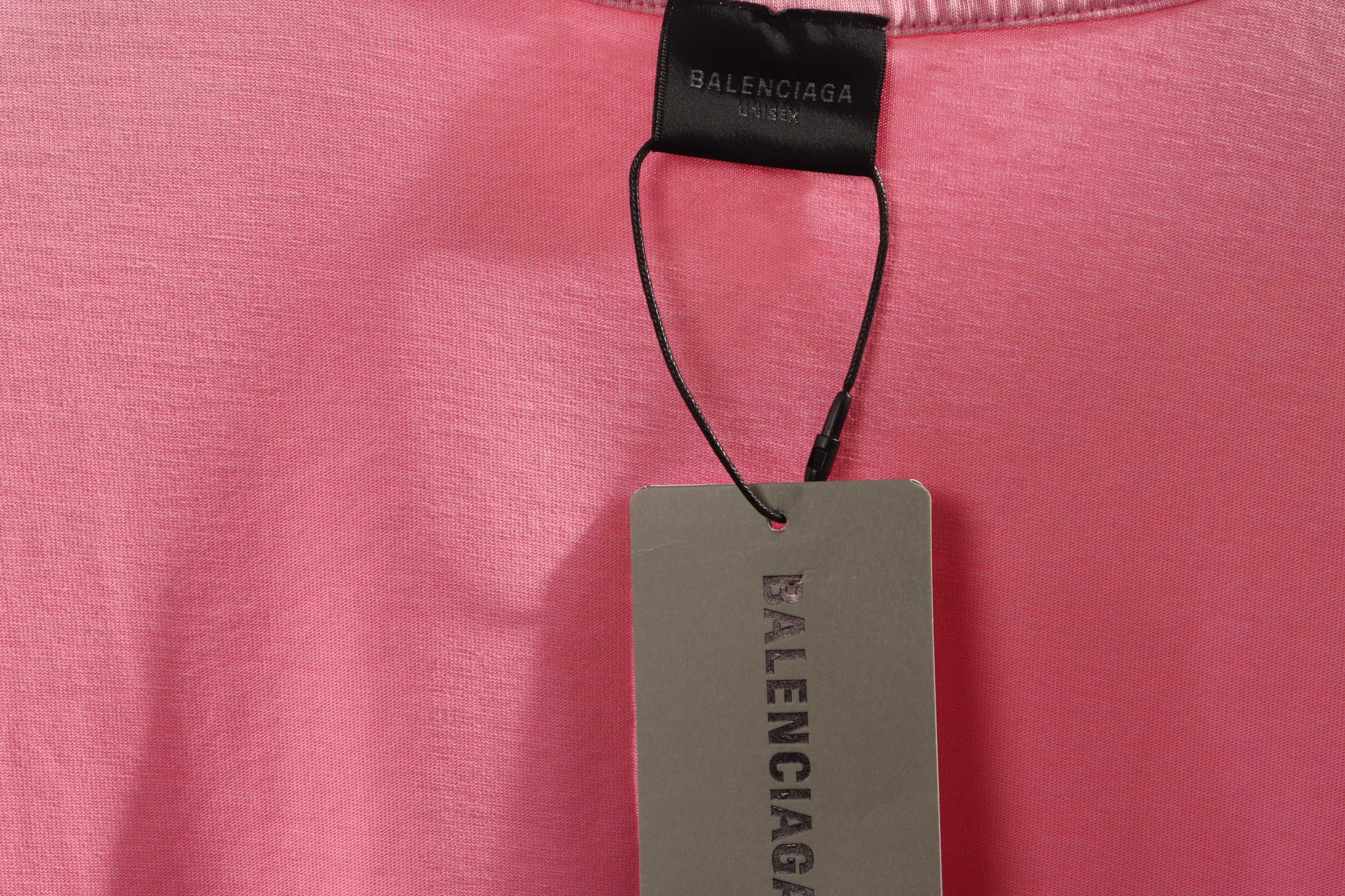 Balenciaga Distressed Washed Sunset Tower Short Sleeves Pink