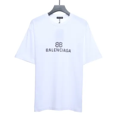Balenciaga Double B Mosaic Print Short-Sleeve White 01