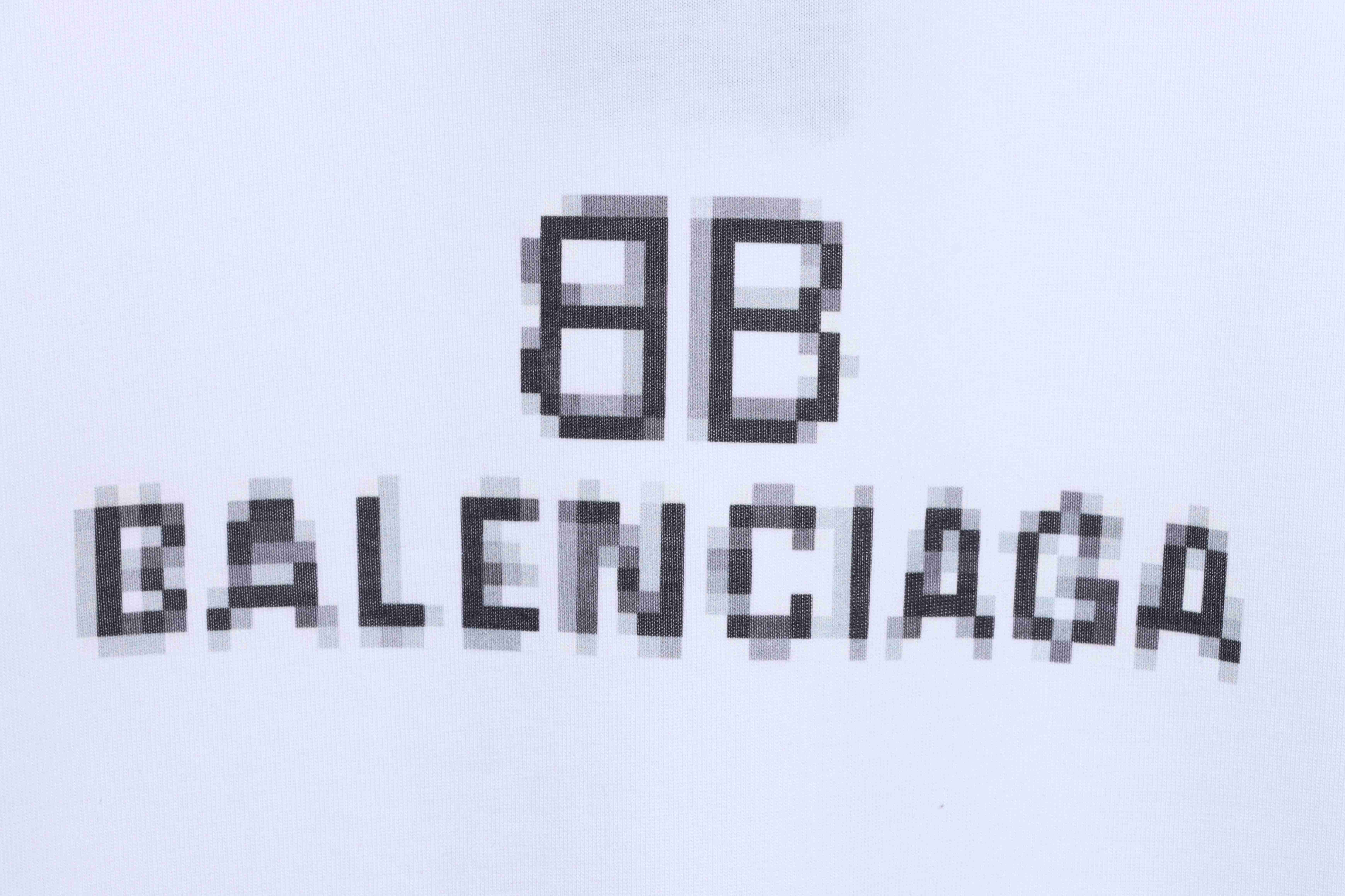 Balenciaga Double B Mosaic Print Short-Sleeve White