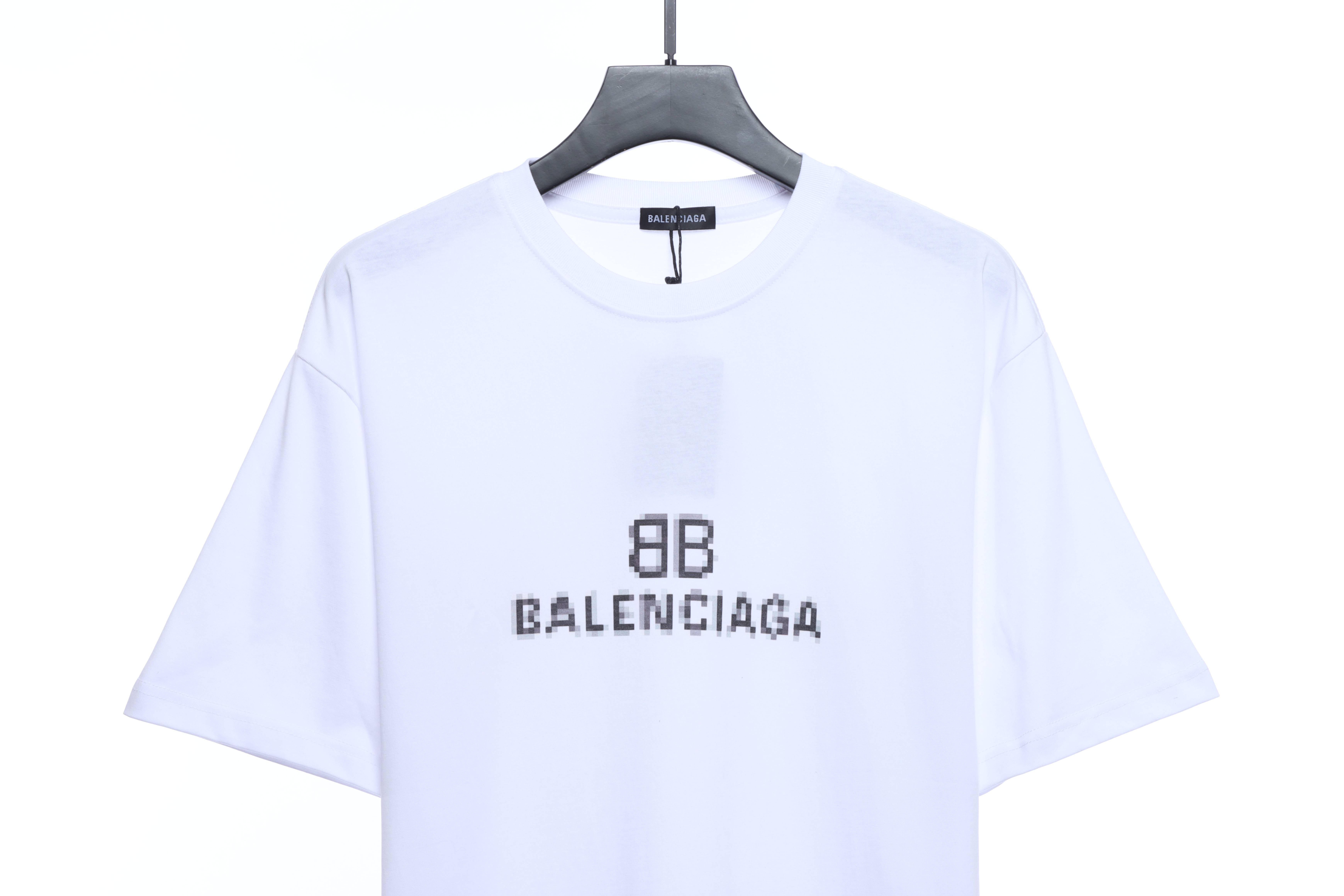 Balenciaga Double B Mosaic Print Short-Sleeve White