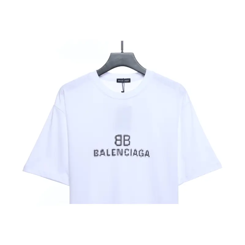 Balenciaga Double B Mosaic Print Short-Sleeve White