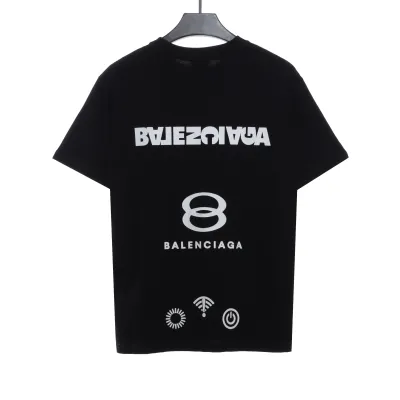 Balenciaga Double Ring LOGO Short Sleeve Black 02