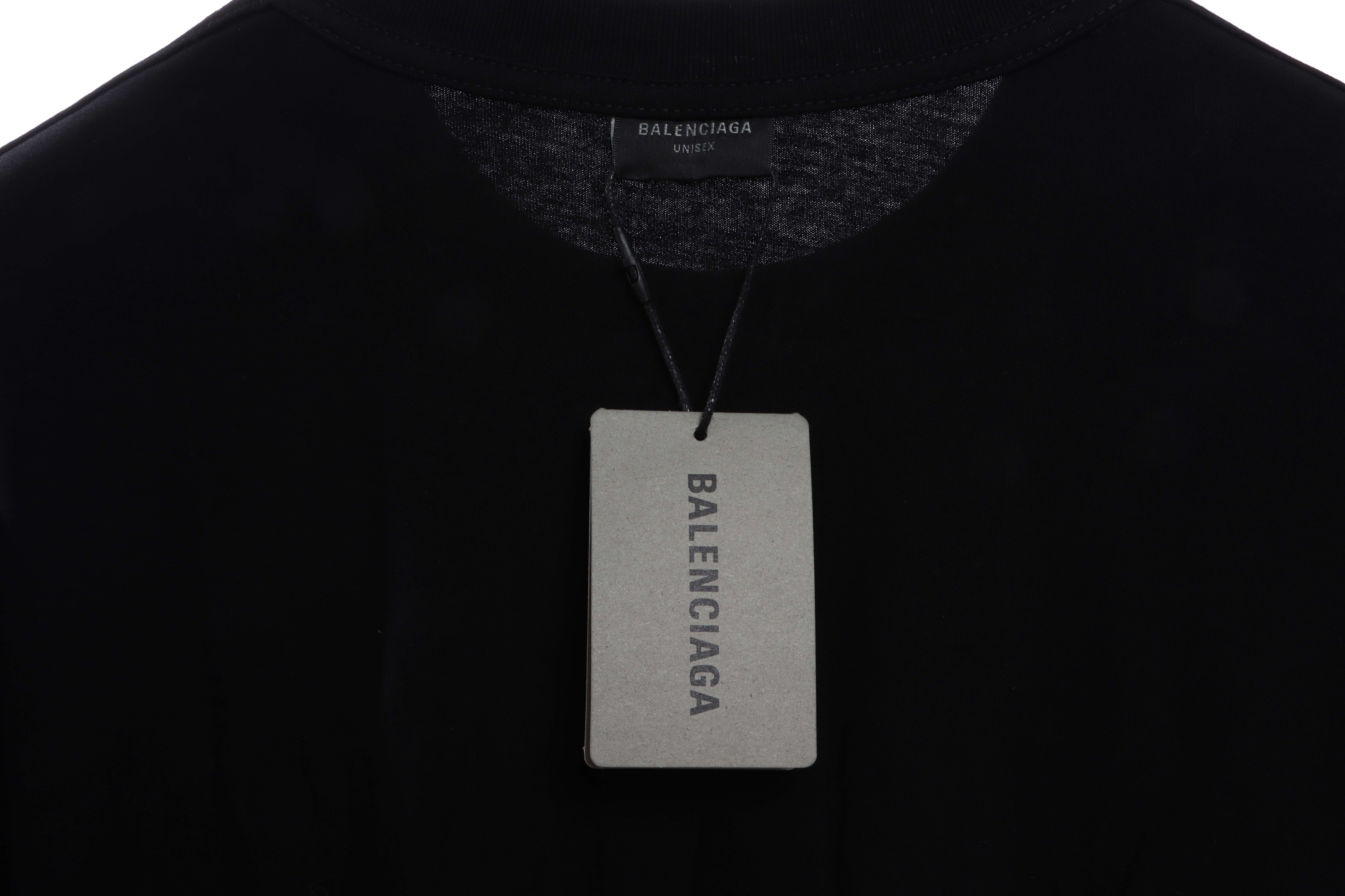 Balenciaga Double Ring LOGO Short Sleeve Black