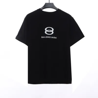 Balenciaga Double Ring LOGO Short Sleeve Black 01