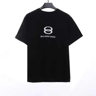 Balenciaga Double Ring LOGO Short Sleeve Black 01