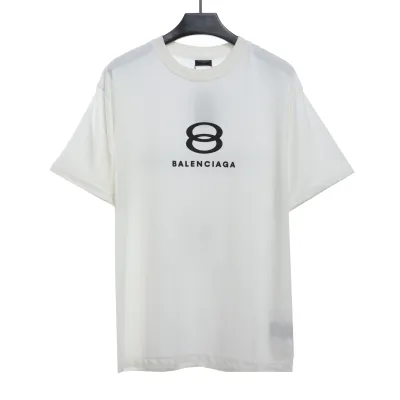 Balenciaga Double Ring LOGO Short Sleeve White 01