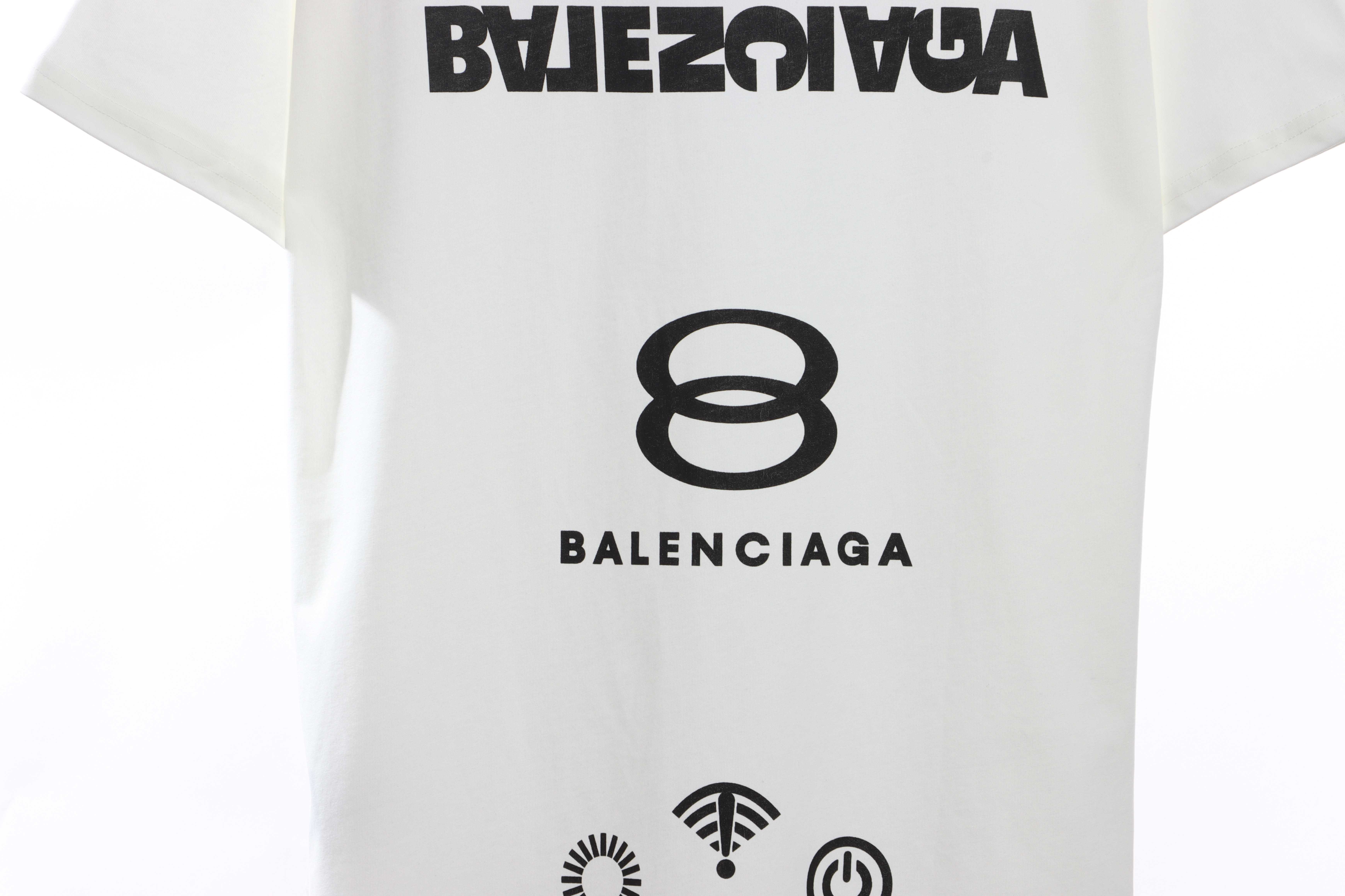Balenciaga Double Ring LOGO Short Sleeve White