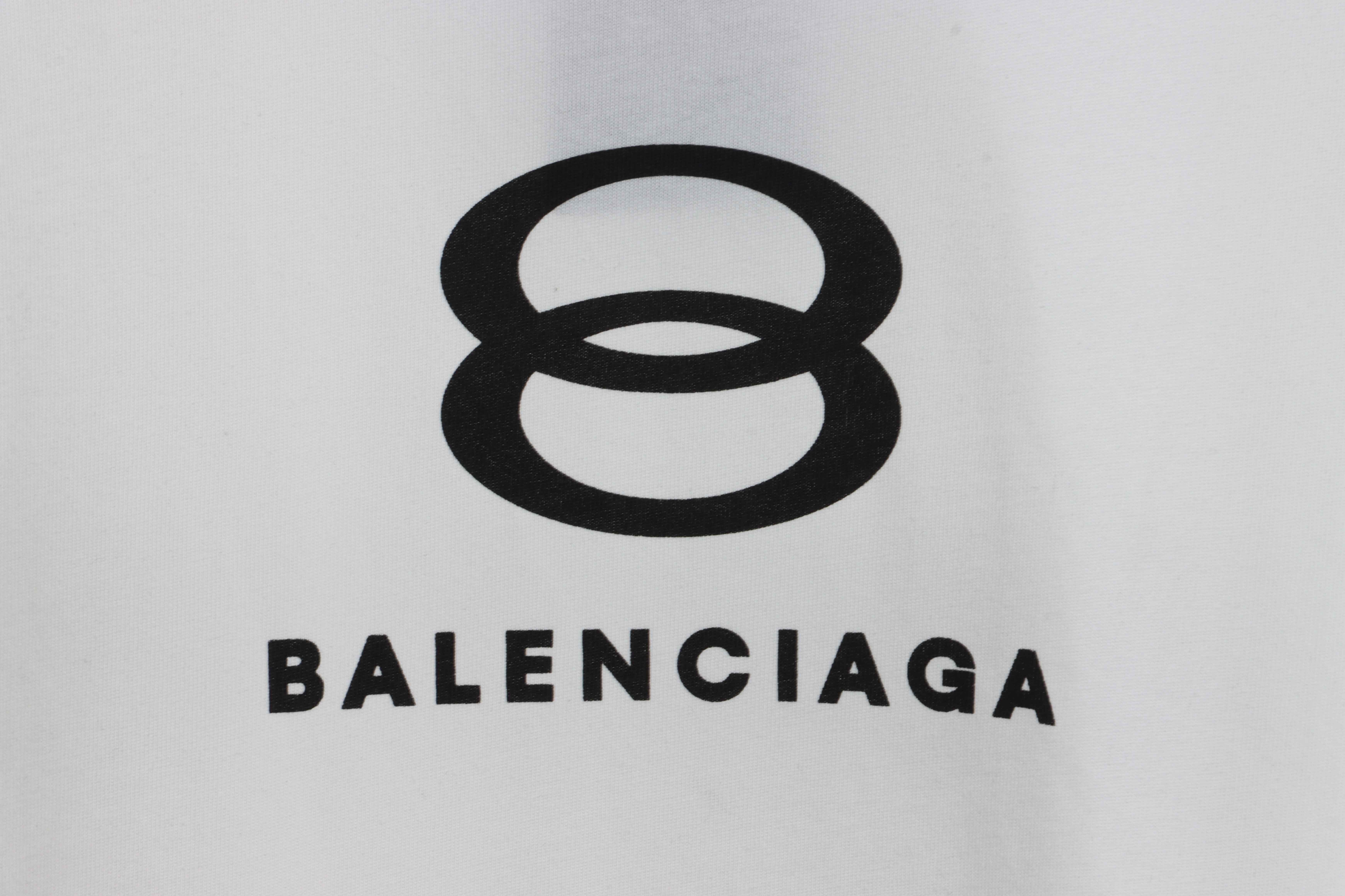 Balenciaga Double Ring LOGO Short Sleeve White