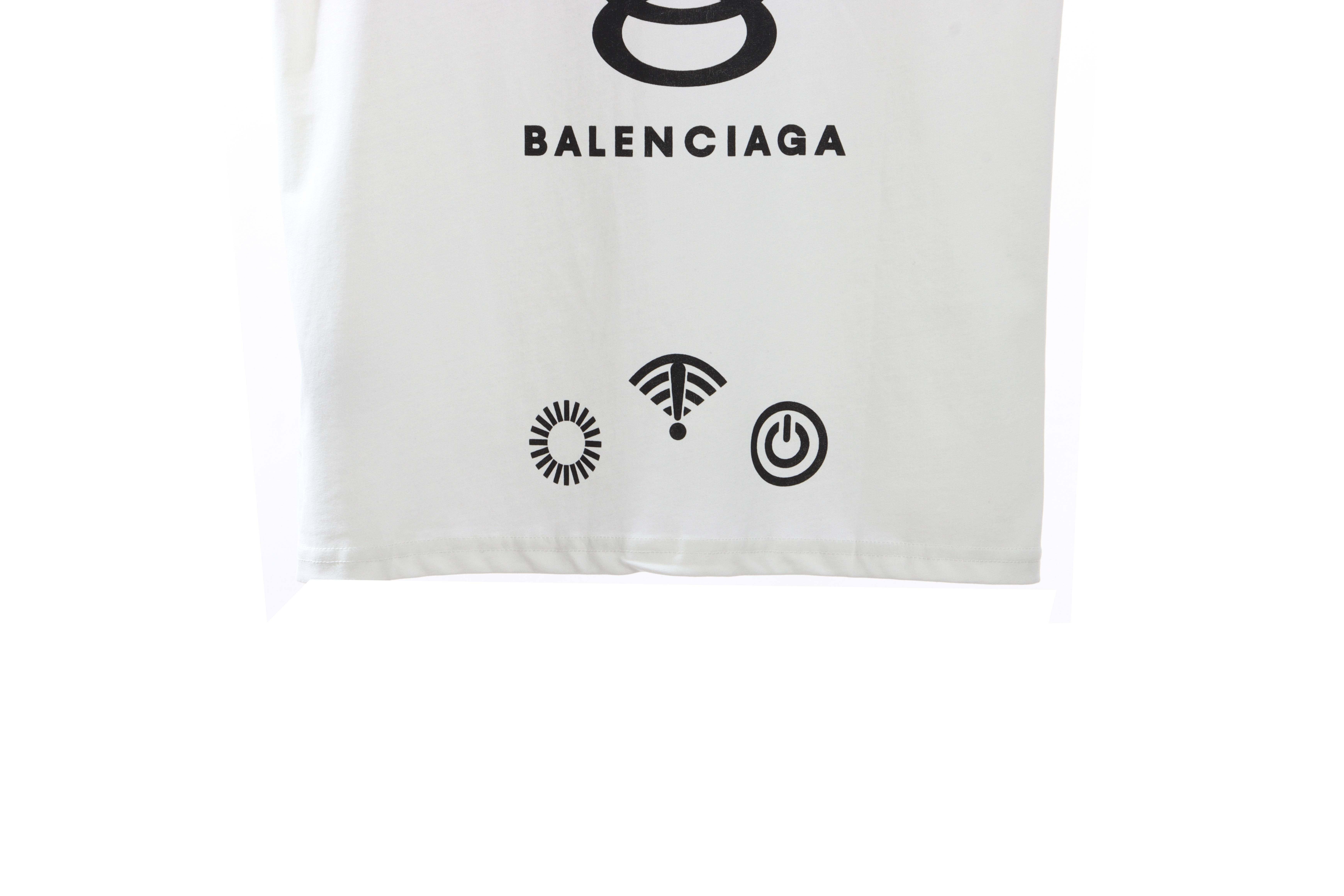 Balenciaga Double Ring LOGO Short Sleeve White