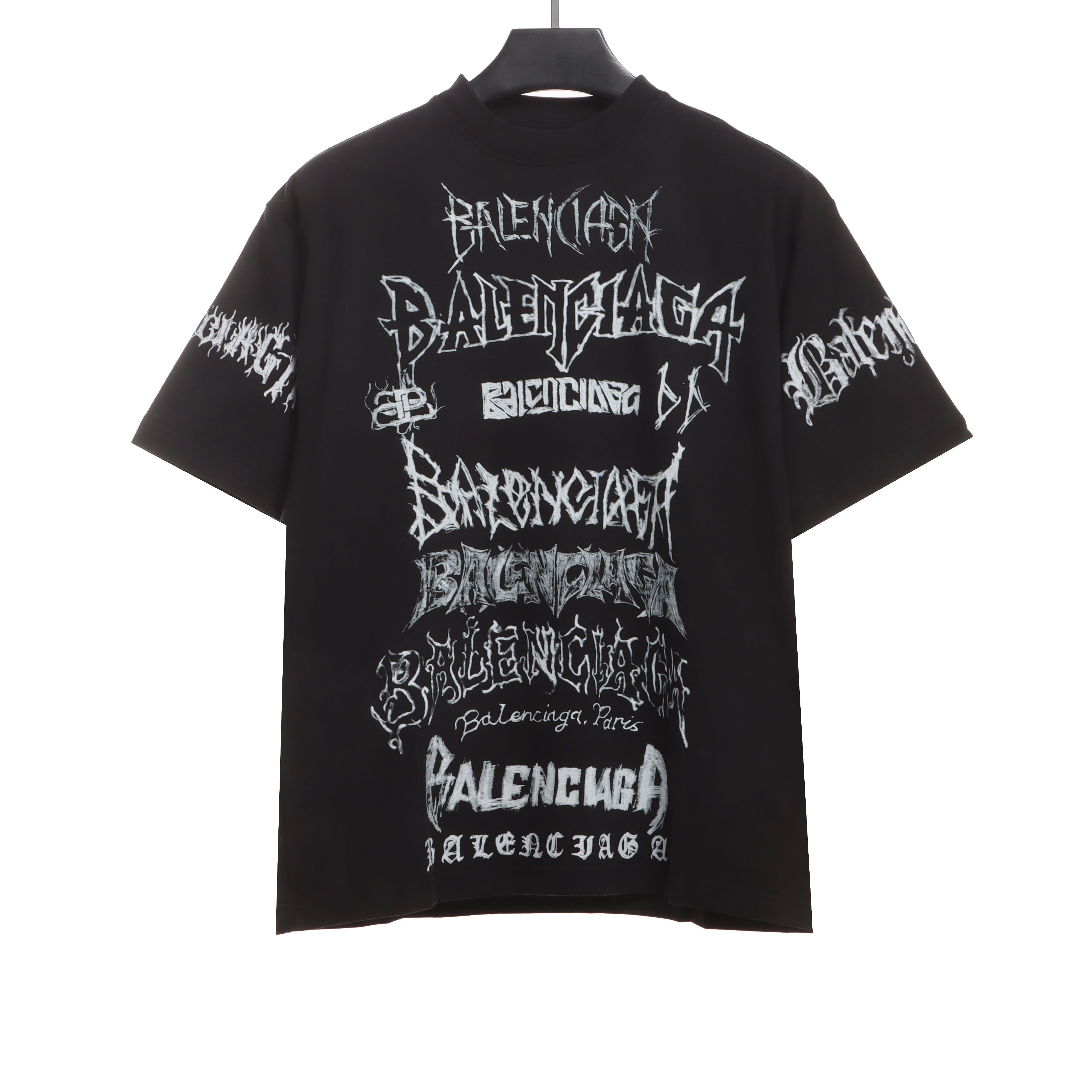 Balenciaga Dragon Year Limited Edition Graffiti Letters Short Sleeve Black