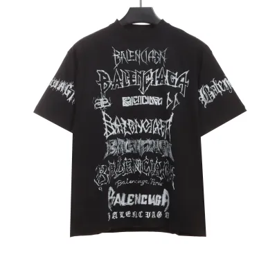 Balenciaga Dragon Year Limited Edition Graffiti Letters Short Sleeve Black 01