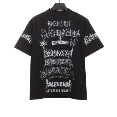 Balenciaga Dragon Year Limited Edition Graffiti Letters Short Sleeve Black 01