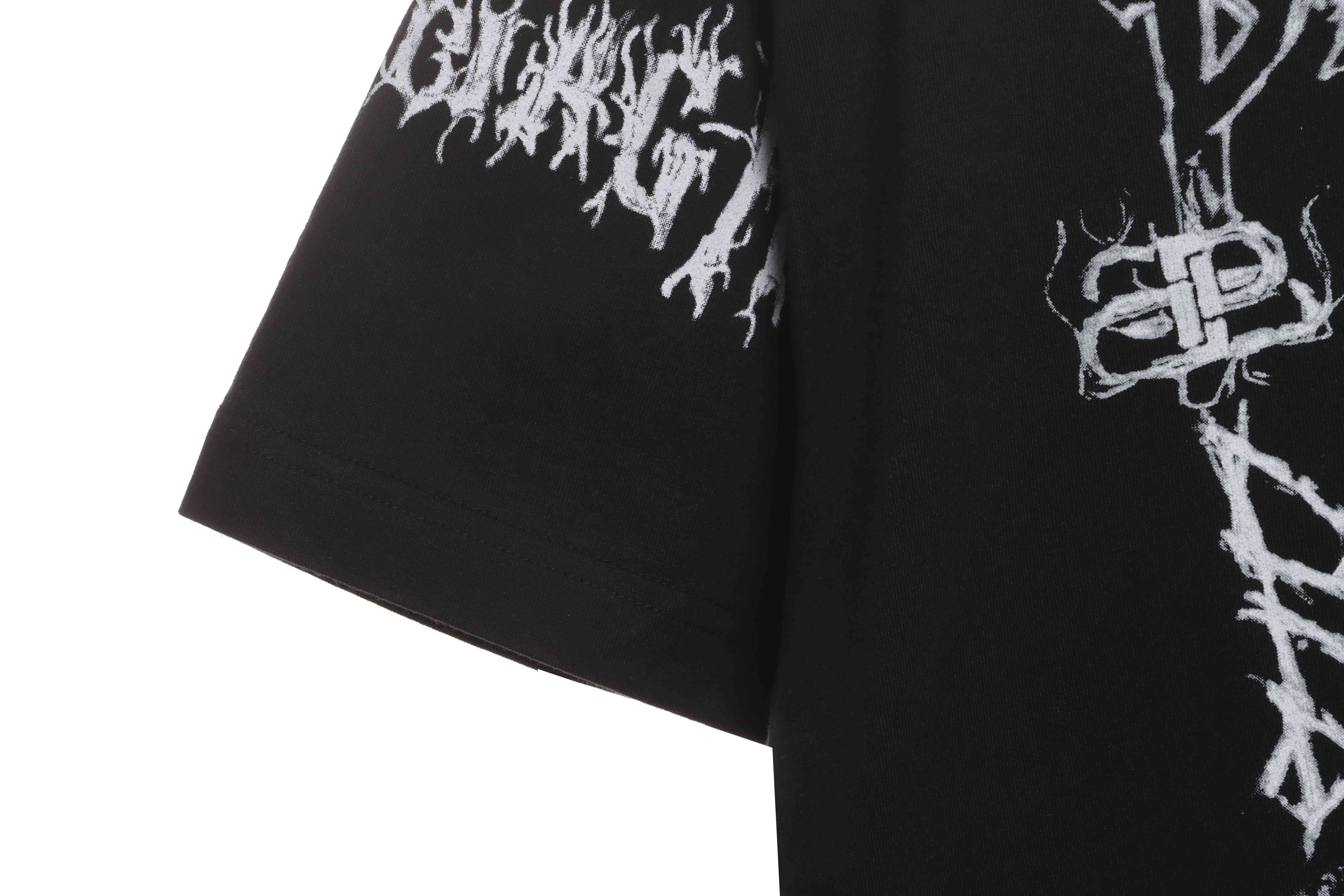 Balenciaga Dragon Year Limited Edition Graffiti Letters Short Sleeve Black