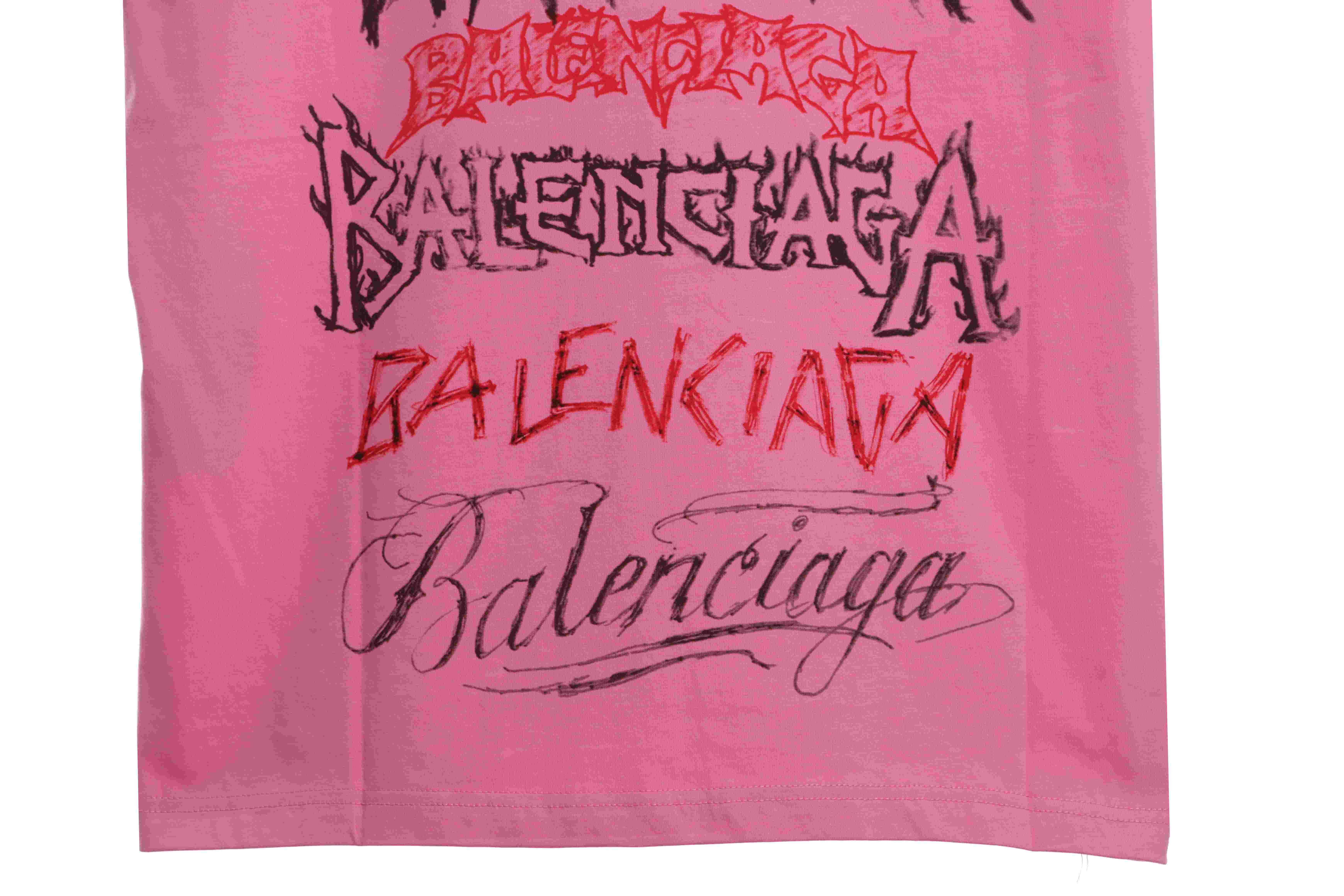 Balenciaga Dragon Year Limited Edition Graffiti Letters Short Sleeve Pink